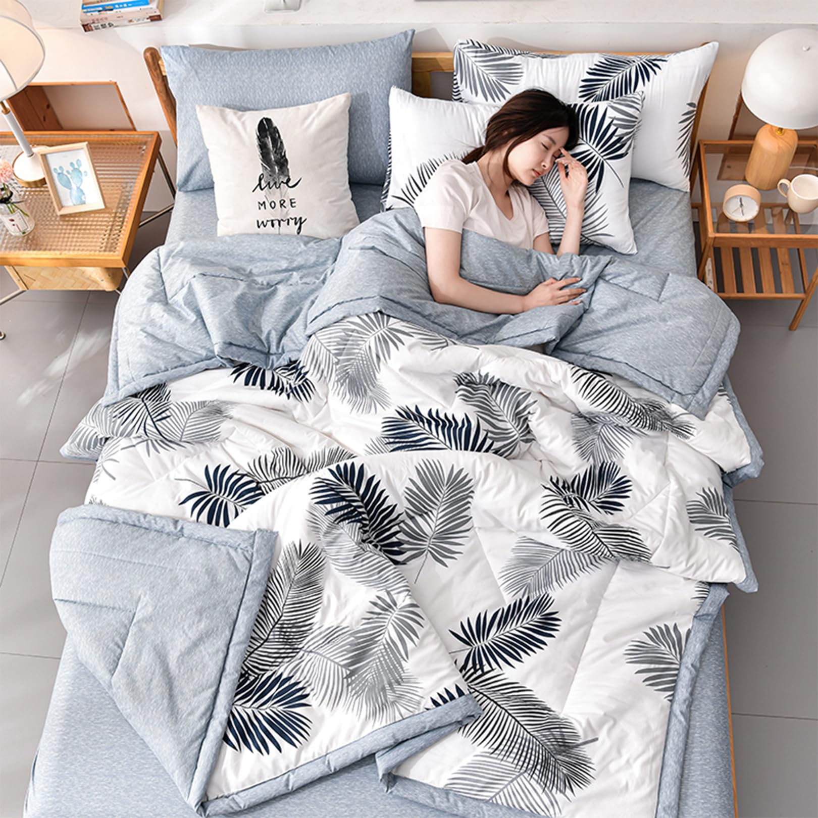 Yinghesheng Quilted Bedspread for Single Double Size Soft Lightweight Printed Pattern Reversible Quilted Bed Throw Patchwork Quilt - Image 3