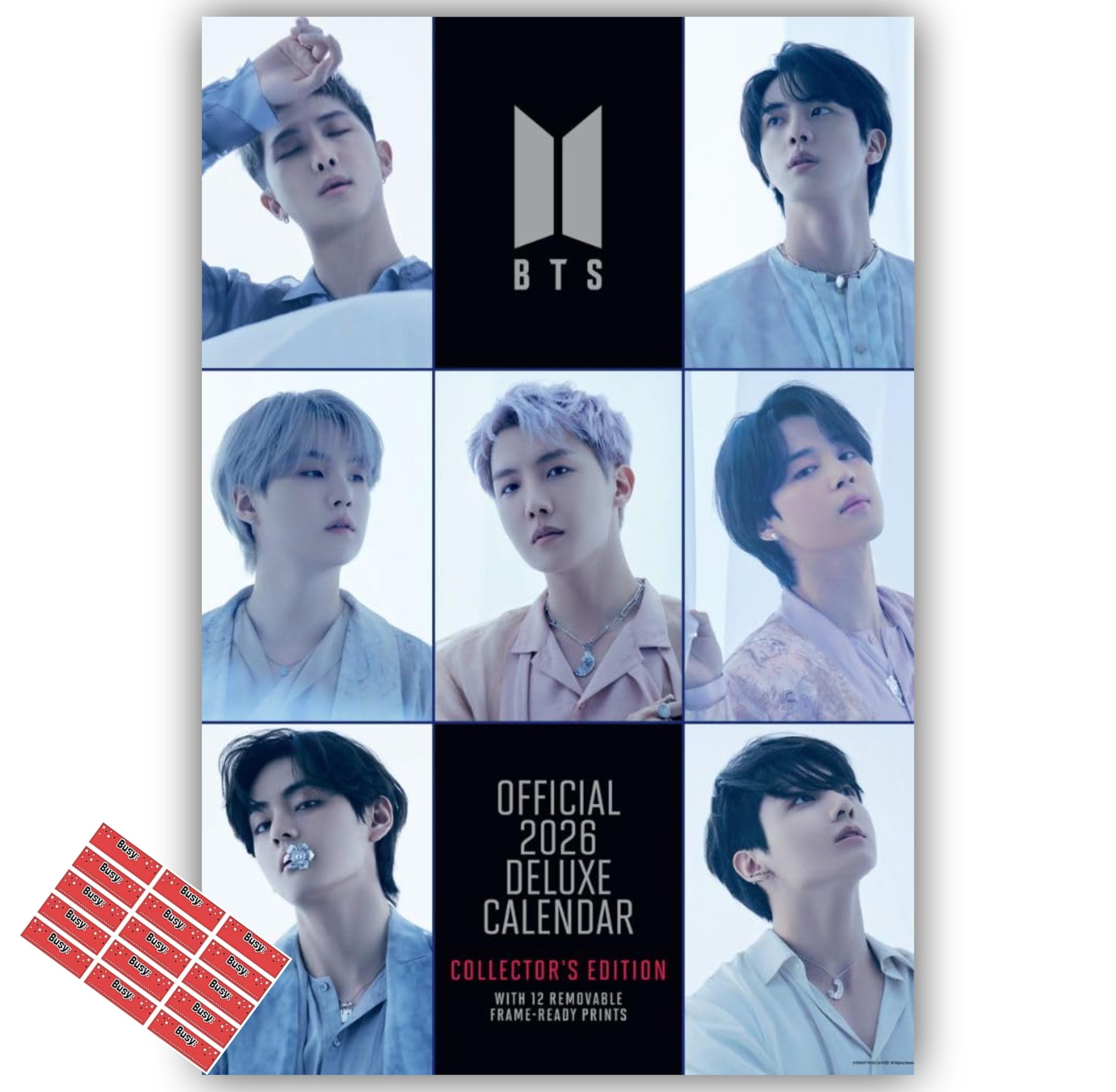 BTS Calendar 2026 Deluxe Calendar A3 Wall Calendar Bangtan Boys Gift Present with Free Organising Stickers Included