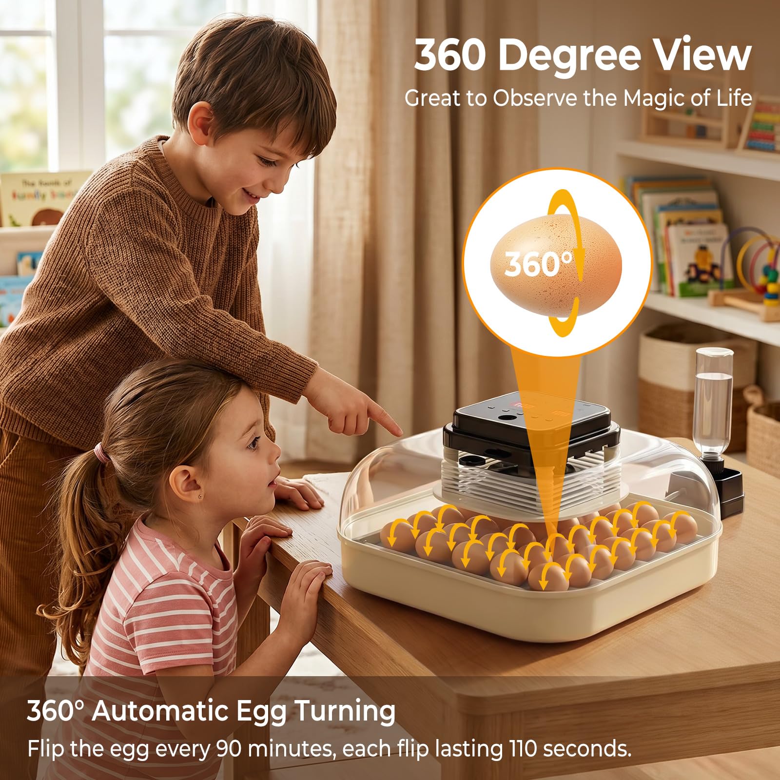 Incubadora Huevos Gallina, Encubadora Huevos 35 Capacidad con Control Preciso de Temperatura y Humedad, Chocadeira De Ovos para Principiantes y Educación