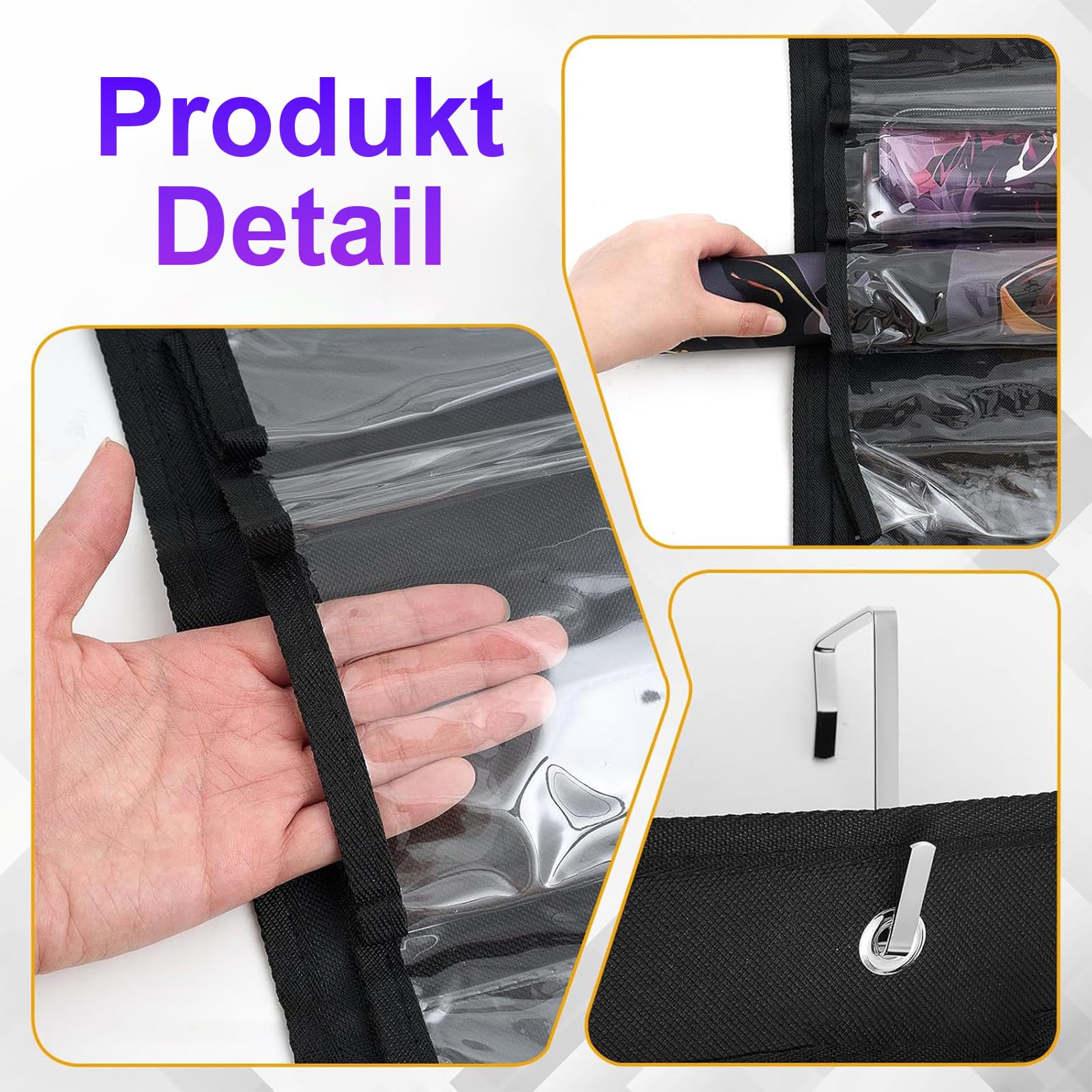 Playmat Tube Sac de rangement, support Playmat suspendu pour MTG avec 2 crochets, 12 fentes en plastique transparent et 1 fente pour sangle