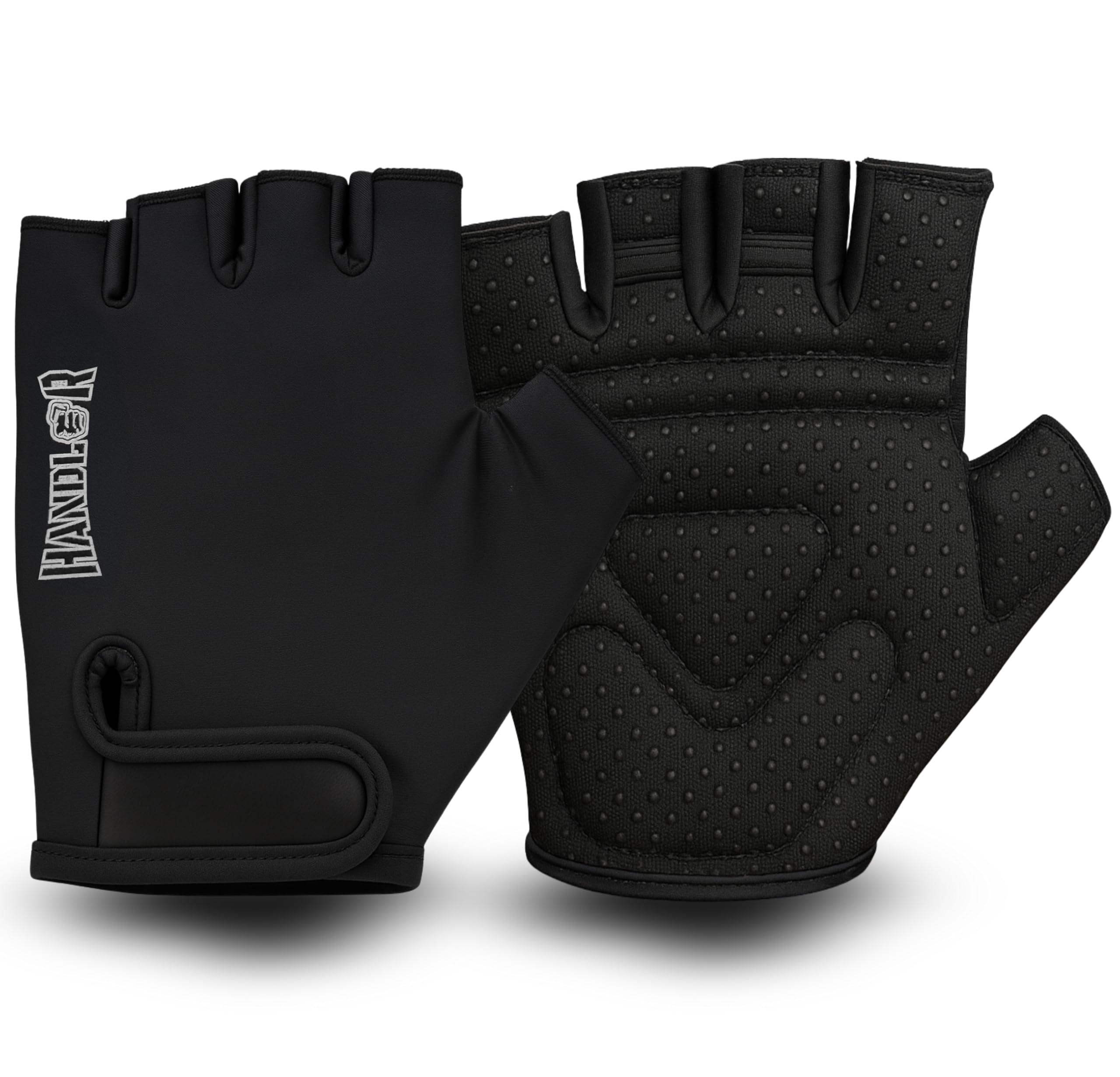 Harcos Handler Lycra Weight Lifting Gym Gloves – Dotted Anti-Slip Cushion Grip Palm | Fingerless Gym Gloves for Men Workout Glove for Men & Women Crossfit, Bodybuilding, Pull-Up (Black, Large)-image-17