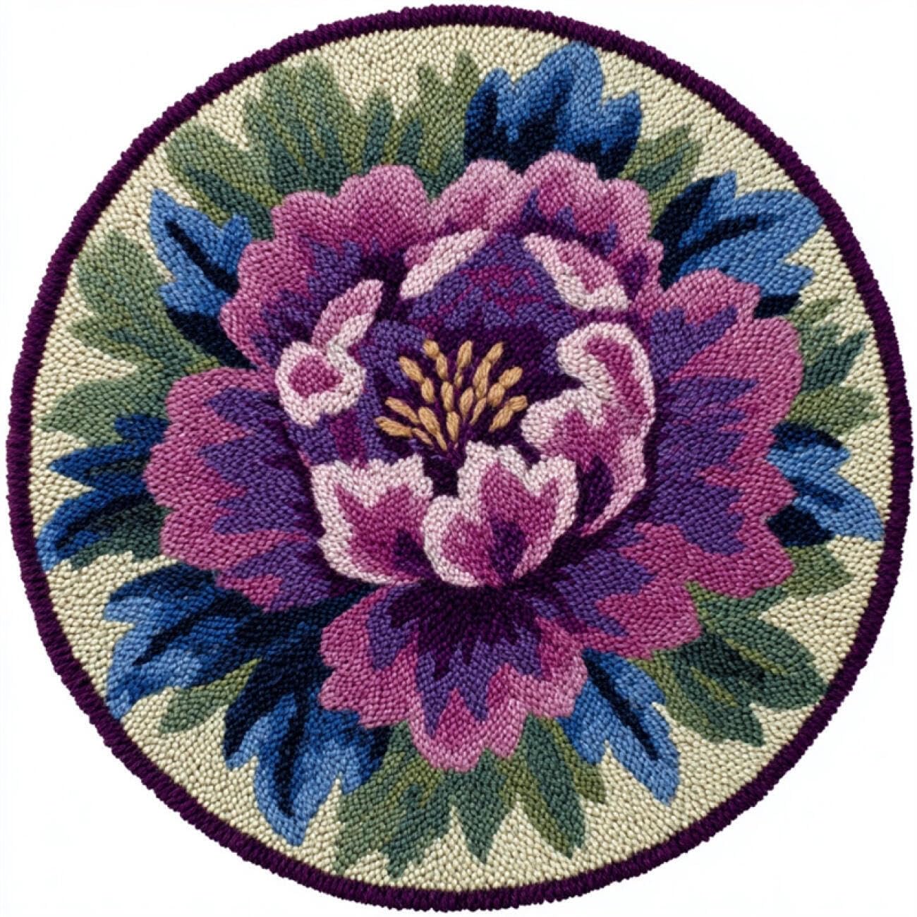 Kitquiver Tapestry Kits for Adults Purple Peony 100x100cm