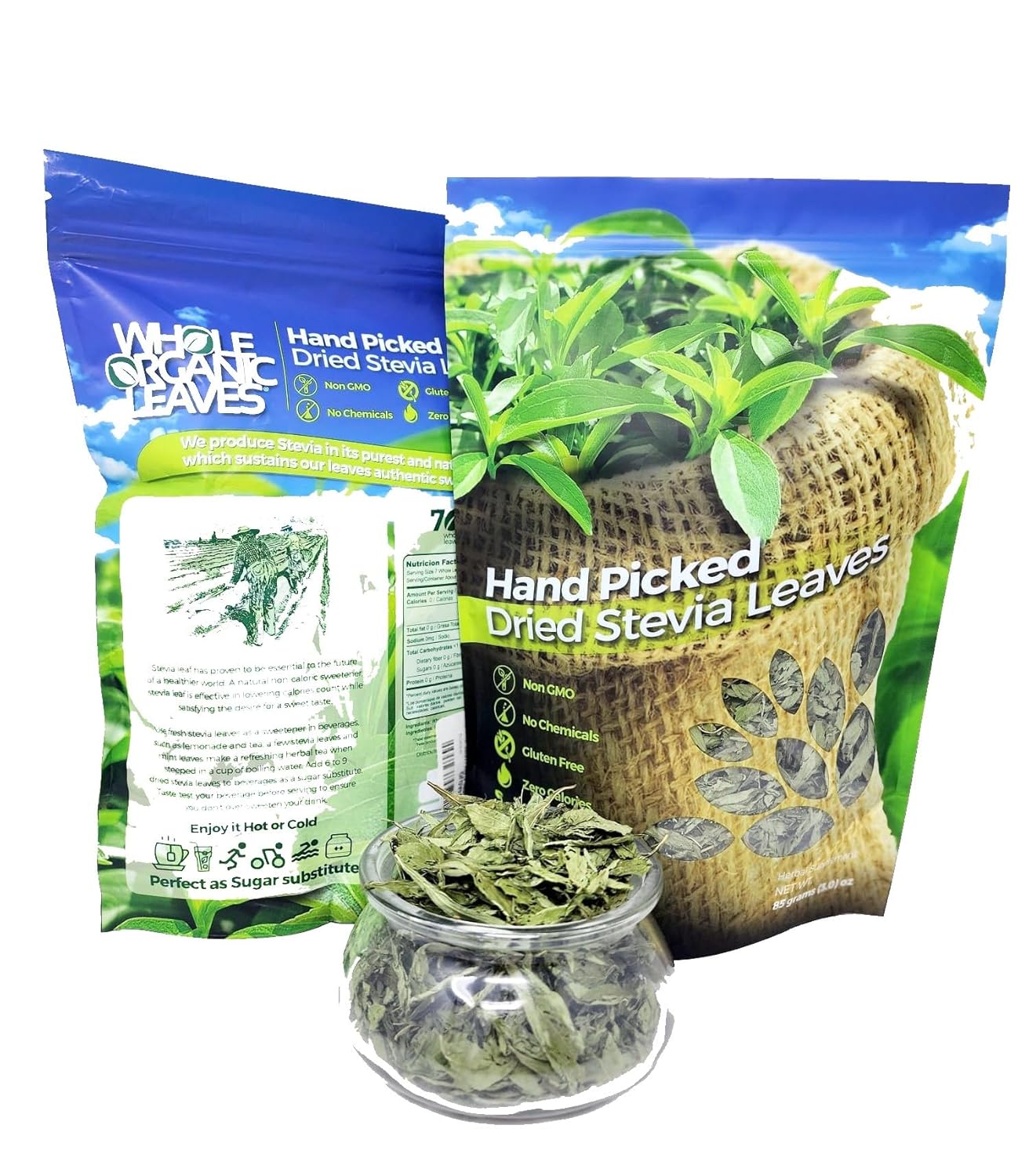 Whole Dried Stevia Leaves, 2.00 oz ,100 Natural Green