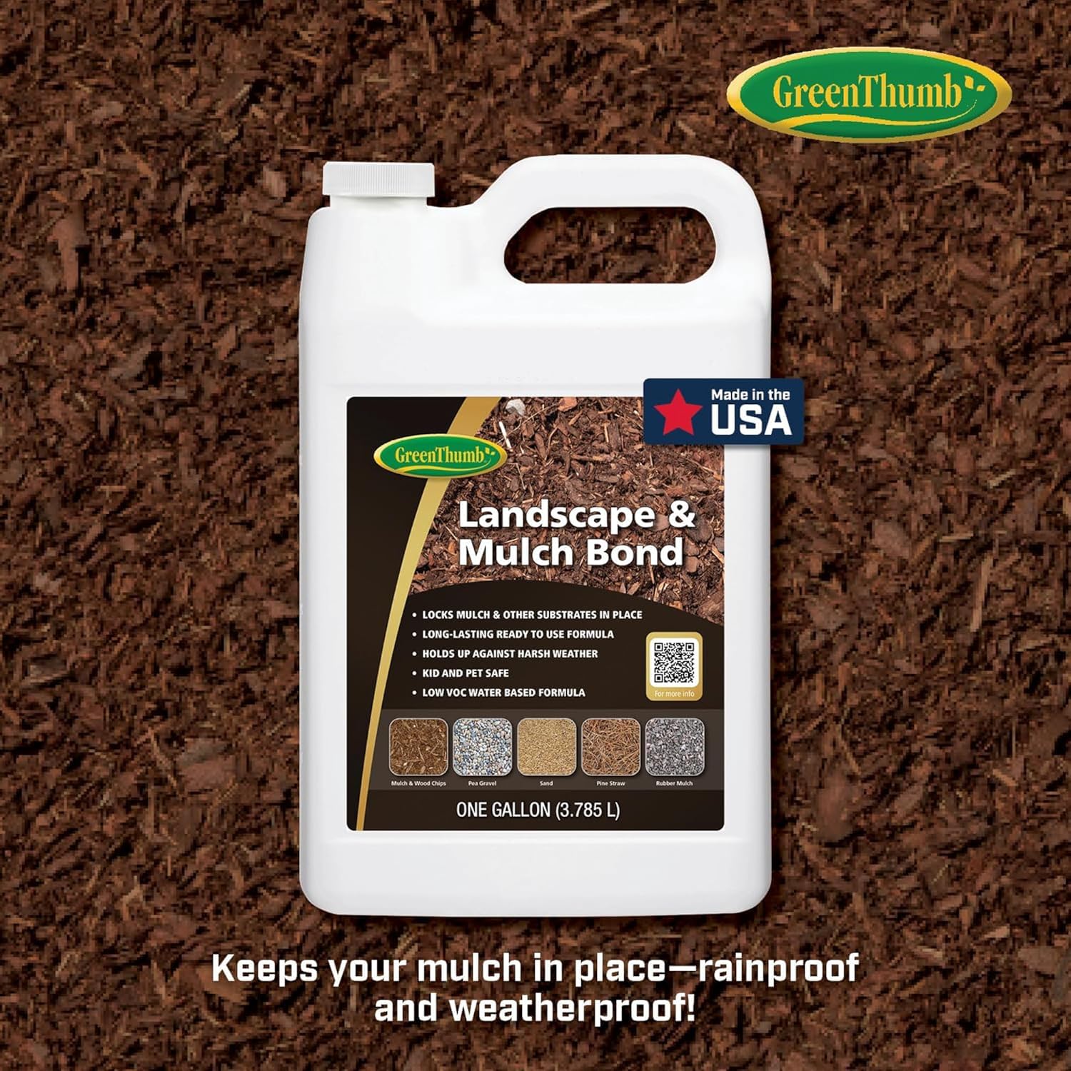 GT Landscape & Mulch Bond with Pump Sprayer, Mulch Glue for Landscaping, Mulch, Pea Gravel Non Toxic Ready to Use