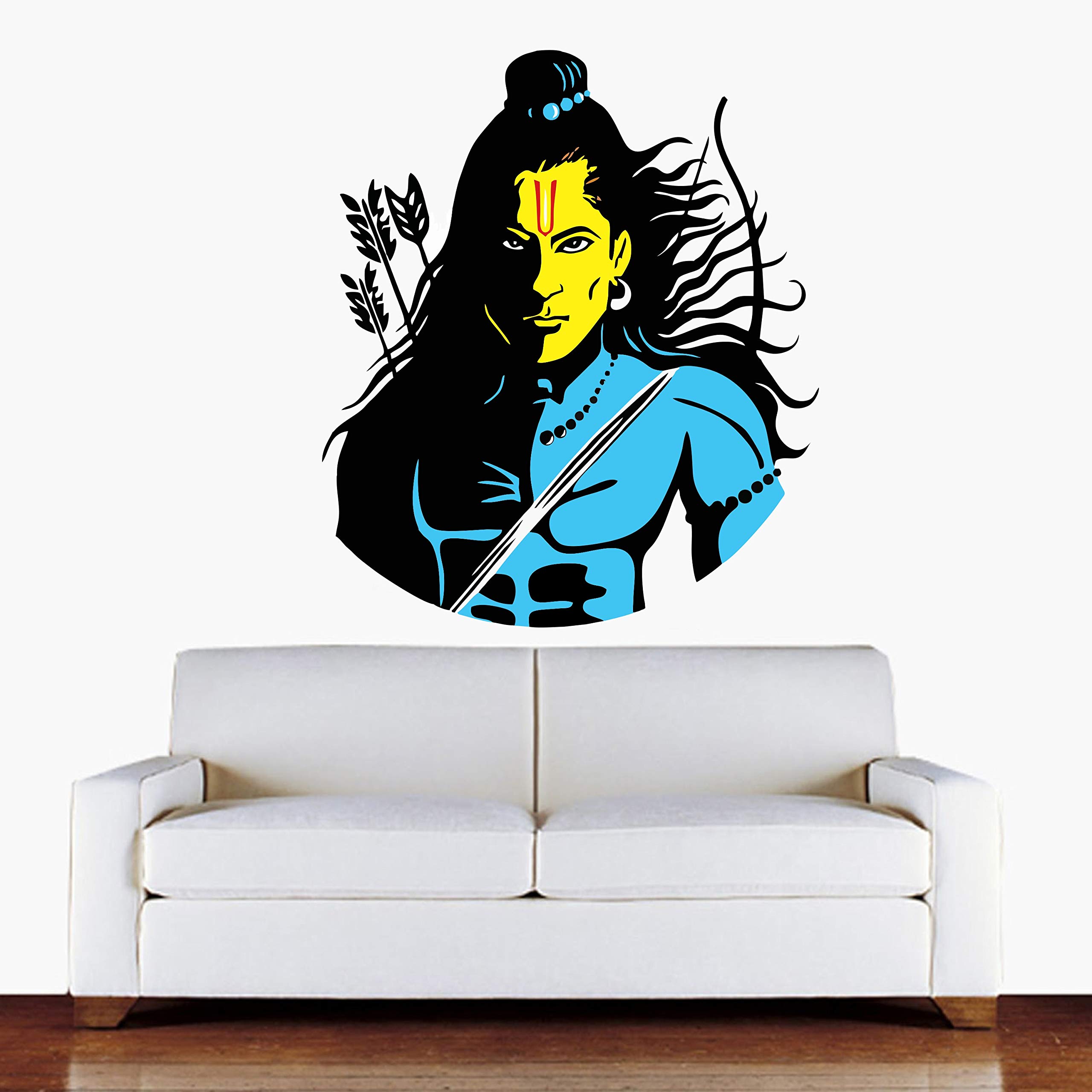 Lord Ram-Blue-Yellow-God-Hindu-Warrior Wall Sticker '(PVC Vinyl - 60cm X 60 cm)