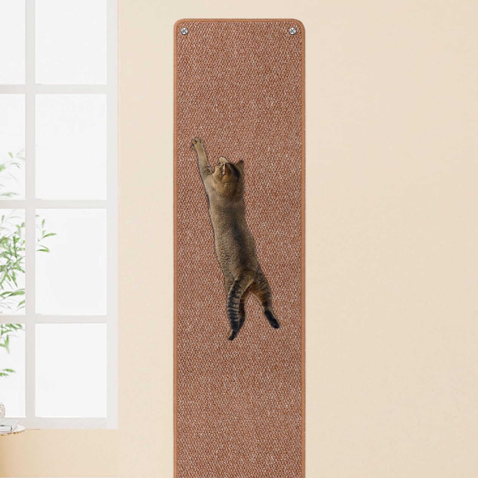 Tapis d'escalade mural épais pour chat fhtonge grand griffoir café 180x40 cm