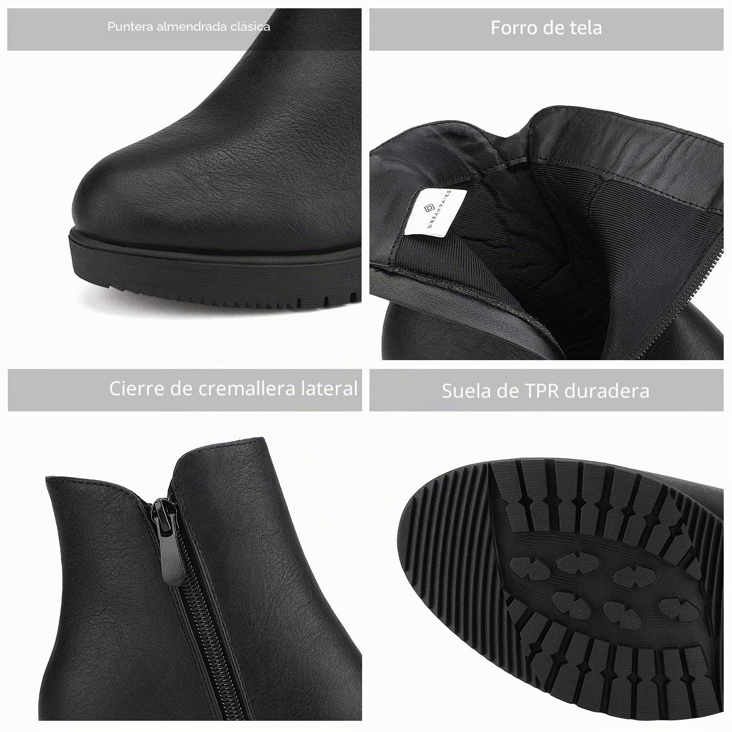 DREAM PAIRS Botines Chelsea Mujer Invierno de Tacon Ancho con Cremallera