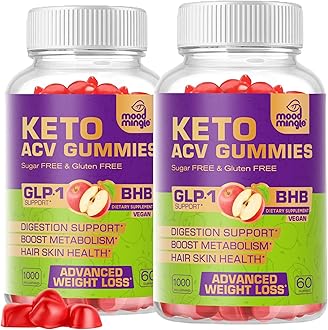 Keto ACV Gummies Gluten & Sugar-Free Apple Cider Vinegar Gummies for Advanced Weight Loss - Rapid Fat Burner Diet Supplement for Women Men - 60 Gummies (1000MG) (2-Pack)