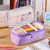 Vista 9 de Estuche Grande para Lápices, Bolsa de Lápices de Gran Capacidad, Bolsa de Lápices Personalizada con Inicial con Cremallera Suave, Múltiples