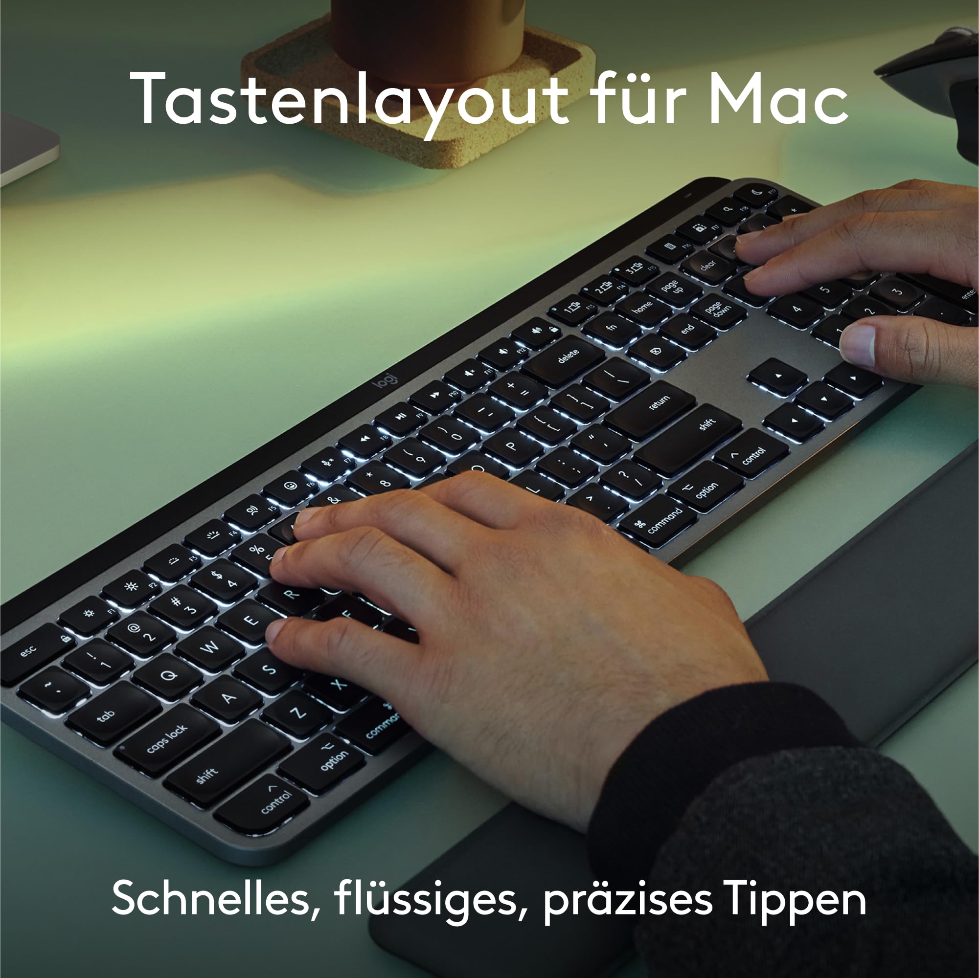 Logitech MX Keys S for Mac, kabellose Tastatur, flüssiges 