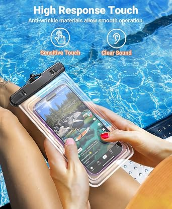 2 PackCoolpow Waterproof Phone PouchEasy Lock & Heavy DutyIPX8 Water Proof Cell Phone Dry Bag for Beach Vacation Waterproof Phone Case With Lanyard Protector for iPhone 17 Samsung All 4-7 Phone