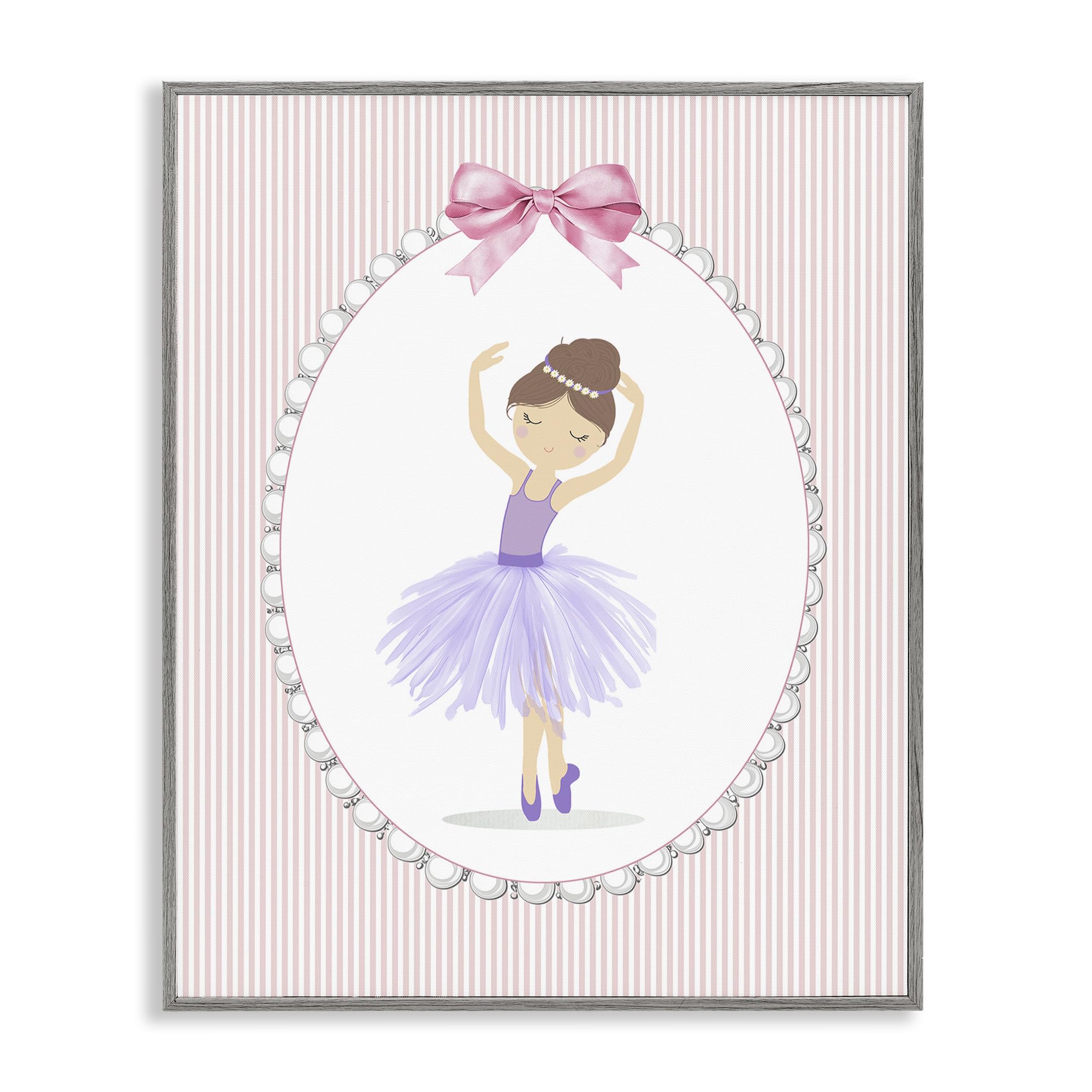 Stupell Industries Farmhouse Gray (Textured) 'Graceful Dance On Stripes'| Framed Giclee Art