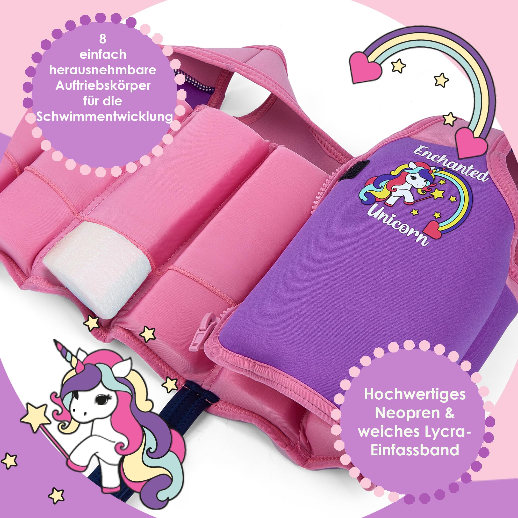 SwimBest Schwimmweste - Schwimmjacke/Auftriebshilfe mit Sicherheitsgurt und herausnehmbaren Schwimmkörpern