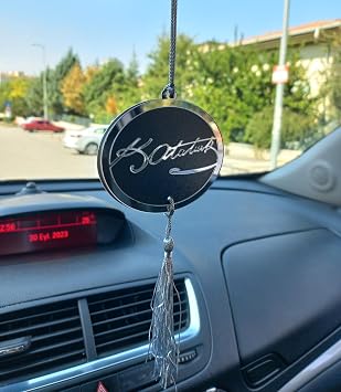 HeiN Atat rk Signature 1938 Double Sided Mirror Plexiglass Car Rearview Mirror Ornament