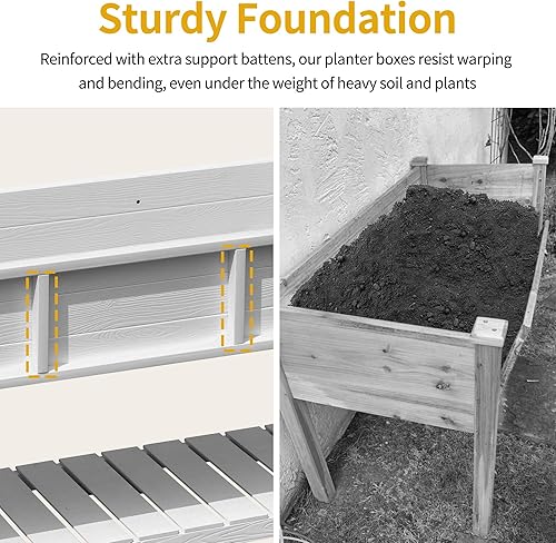 Miniatura 5 de DWVO Cama de jardín elevada de 47 x 18 x 31 pulgadas, resistente a la intemperie, soporte para maceta de madera de polietileno con patas, estante de