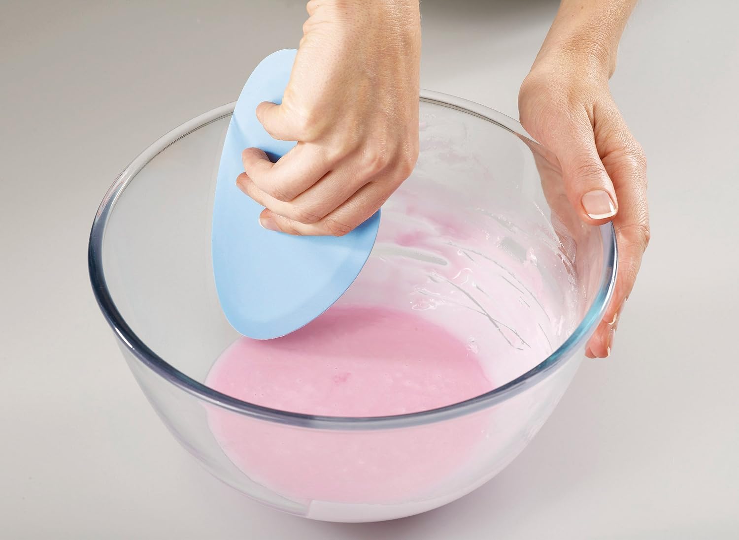 Joseph Joseph Fin Silicone Bowl Scraper With Integrated Stand Upright for Baking, Blue