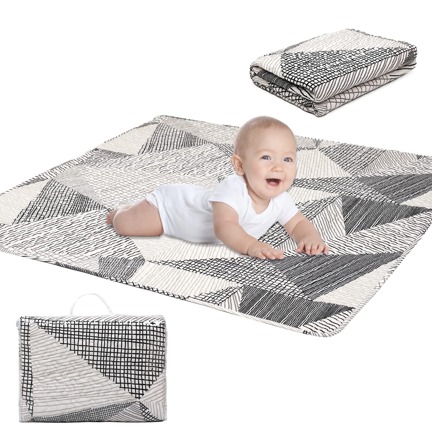 Baby Play Mat for 43 x 43 Inch Playpen,Washable Foldable Crawling Mat, Non Slip Baby Play Mats for Floor, Kids Play Mats Pad for Floor Playpen Toddler Infants Tummy Time Activity (43x43inch)