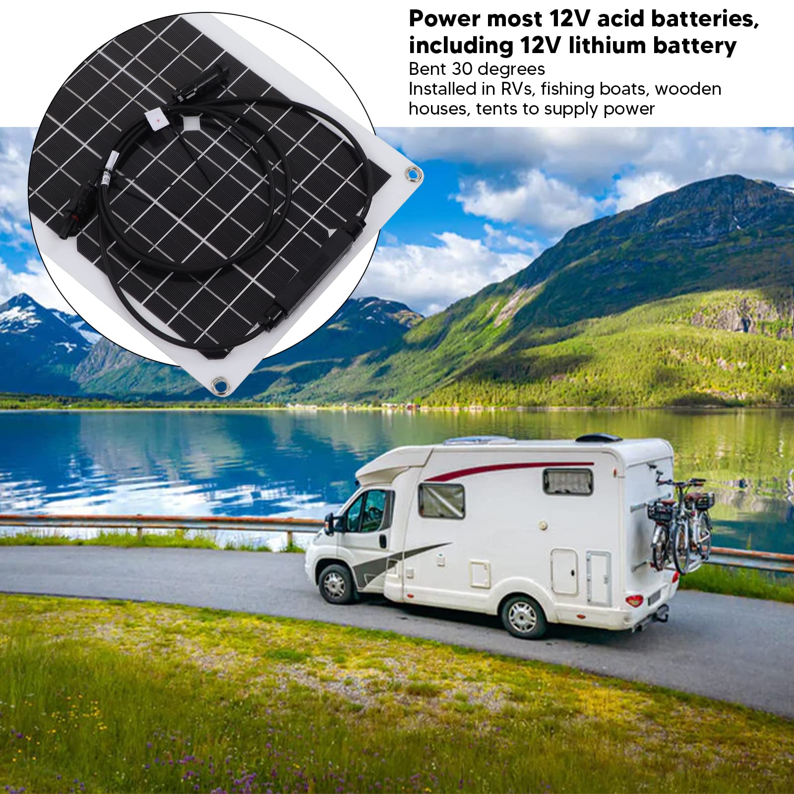 Componenti del fotovoltaico monocristallino flessibile del pannello solare 15W 12V Carica batteria portatile per da campeggio