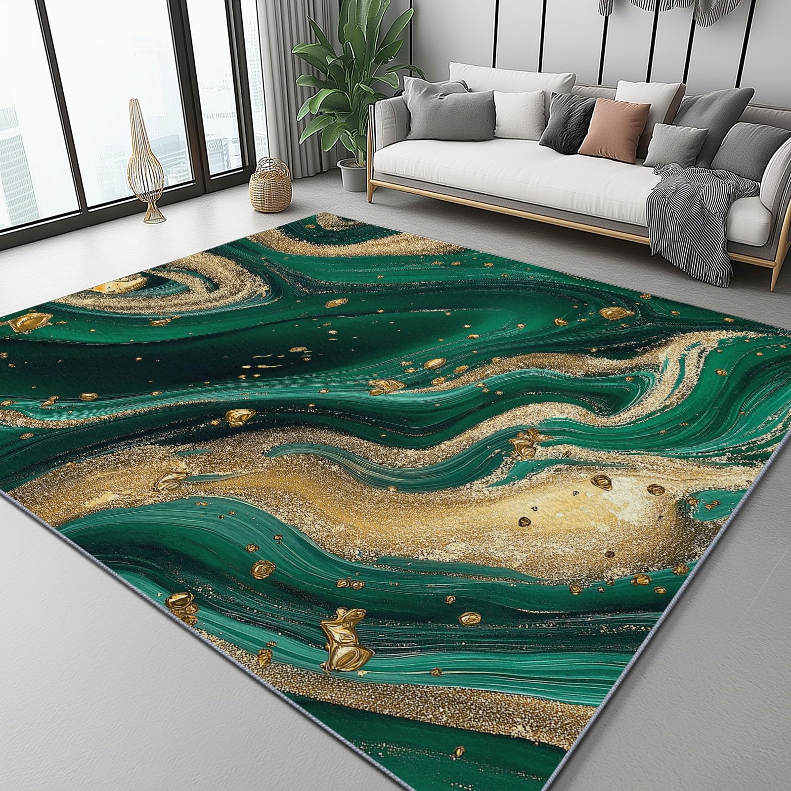 Dywan Area Rug o teksturze agatu, płynny luksus, zmywalny, miękki, ultradrobny kaszmir, krótki włos, prostokątny dywan antypoślizgowy 80 x 150 cm, dywany do sypialni, salonu, jadalni, kuchni, biura