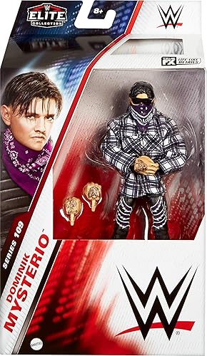 Miniatura 2 de Mattel WWE Elite Figura de acción y accesorios, serie #109 Dominik Mysterio 6 pulgadas coleccionable con 25 puntos de articulación y manos