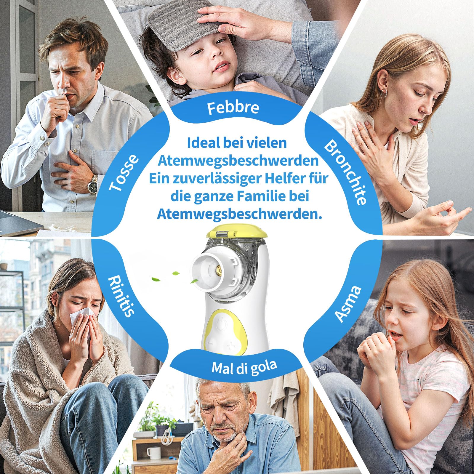 FEELLIFE Inhalationsgerät Kinder, Inhalationsgerät Inhaliergeräte für Erwachsene Inhalator Vernebler Inhaliergerät Nebulizer Inhalator Baby Air Kids Inhaliergerät Mini Aerosol Inhalator Leiser