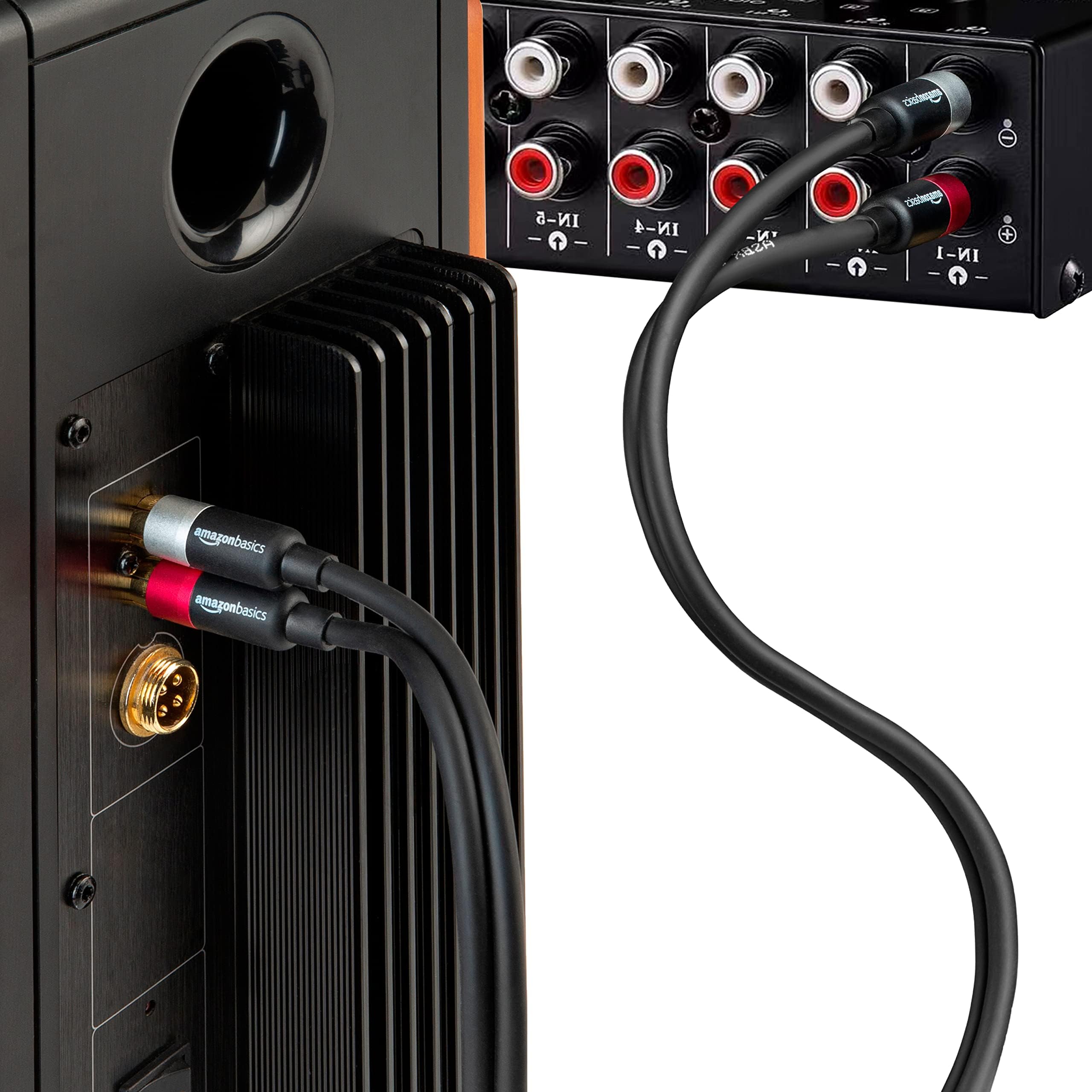 Amazon Basics Câble audio RCA 2 prises mâles vers 2 mâles, 10 m, noir