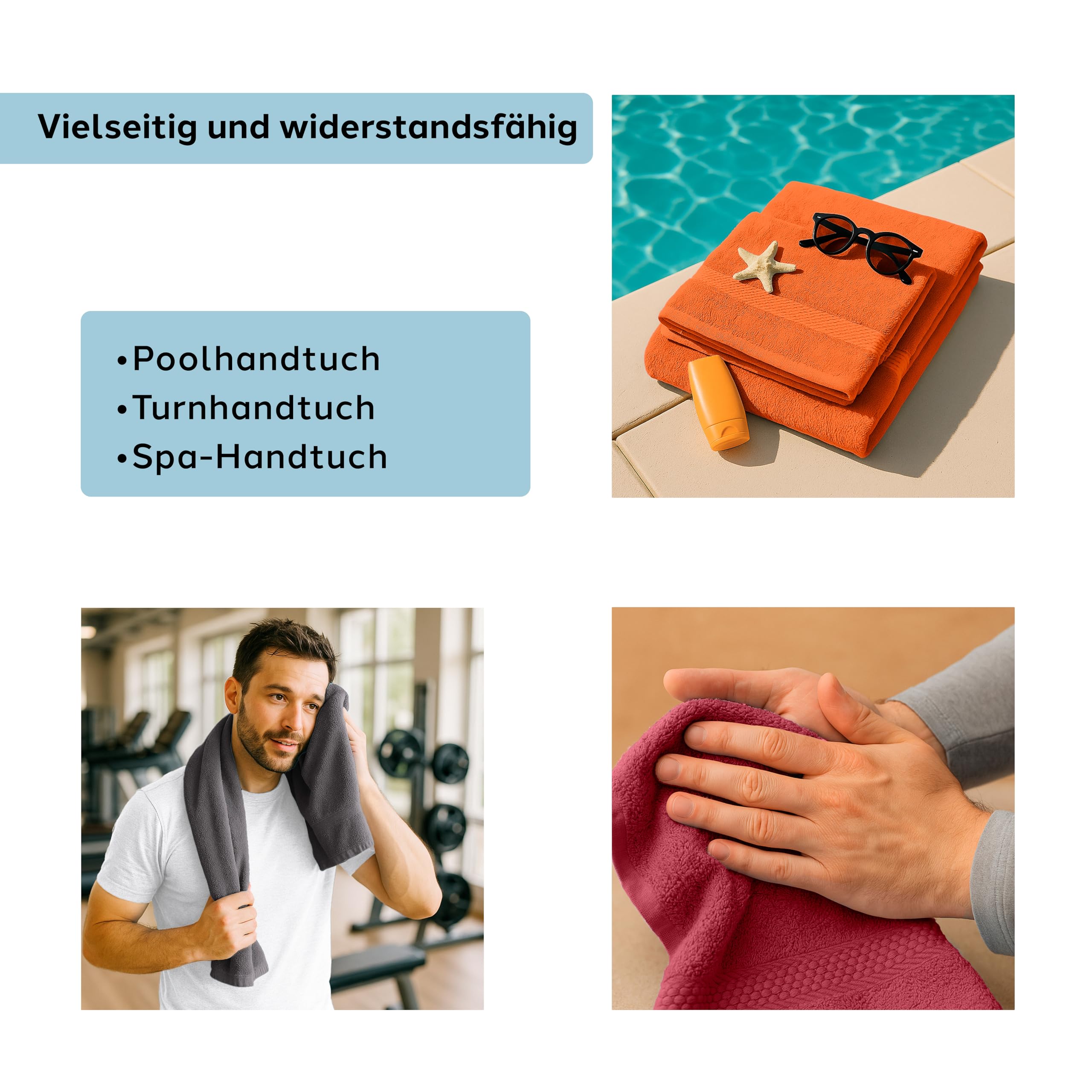 Caleffi Badetuch-Set 3-teilig - 100% Baumwolle, 55x105cm, Weich & Saugstark