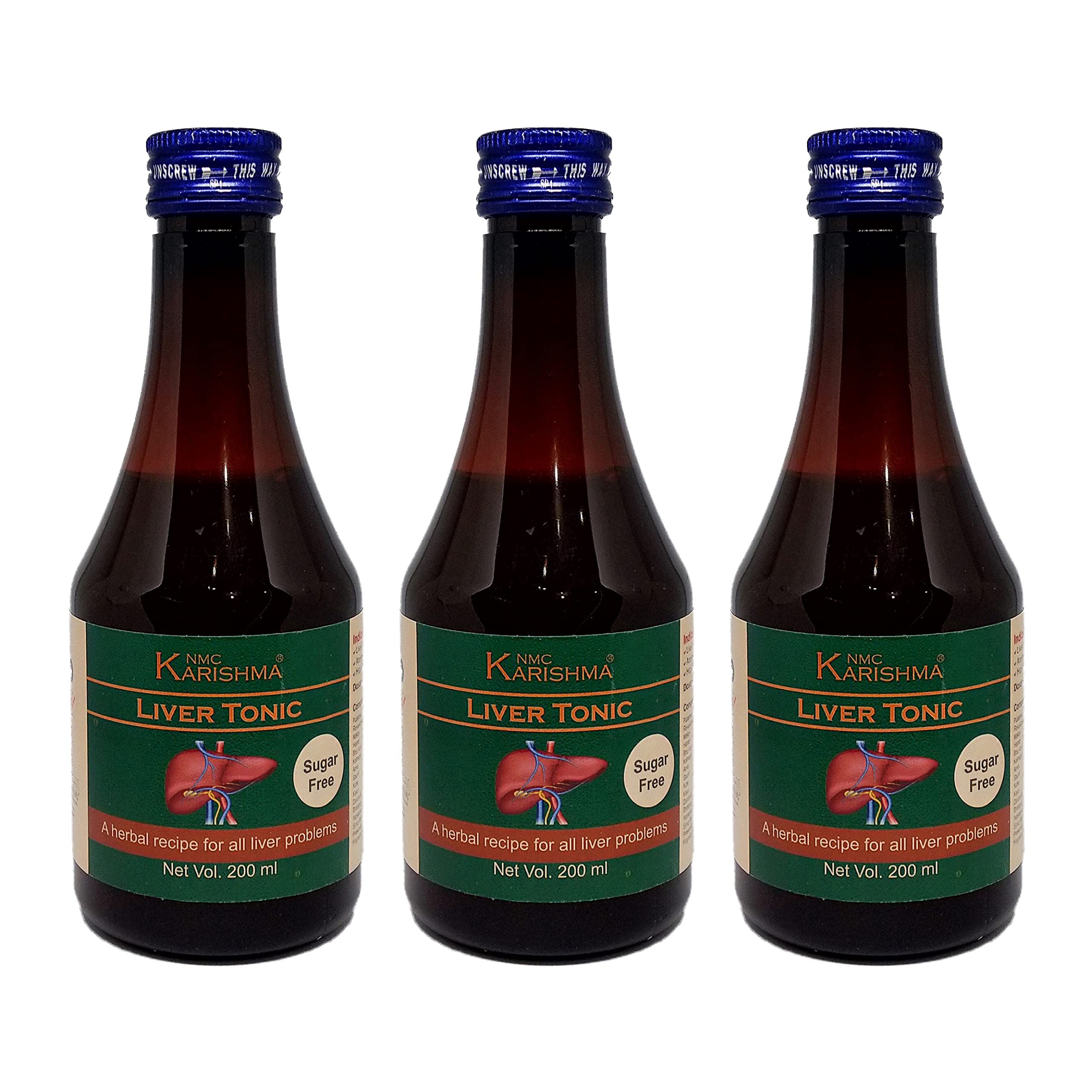 NMC Karishma Liver Tonic - Sugar-free, Ayurvedic Medicine | 200ml (Pack of 3)