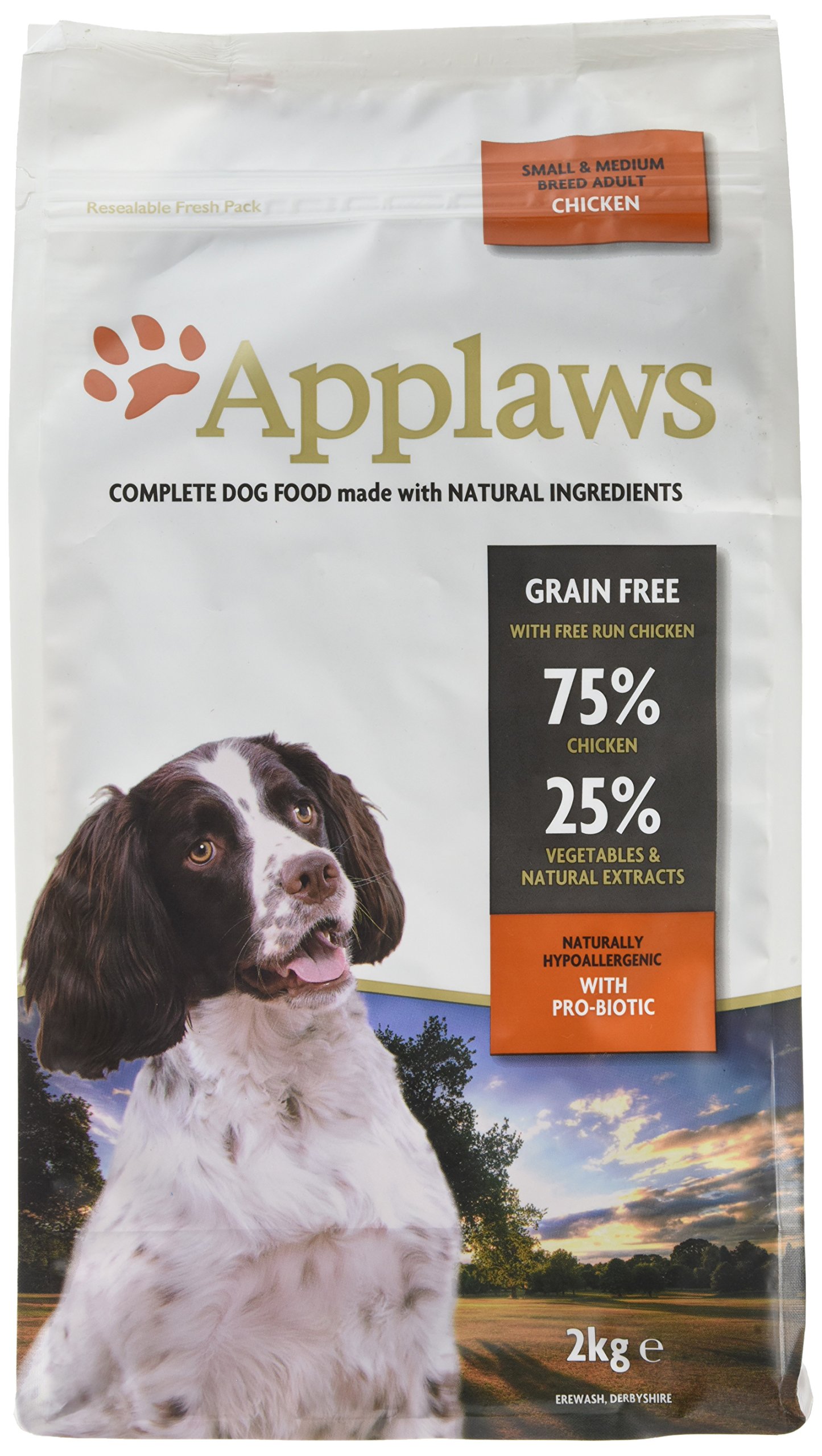 Applaws Aliments secs complets naturels au goût de poulet pour les races adultes de petite et moyenne taille - 1 x sac de 2 kg