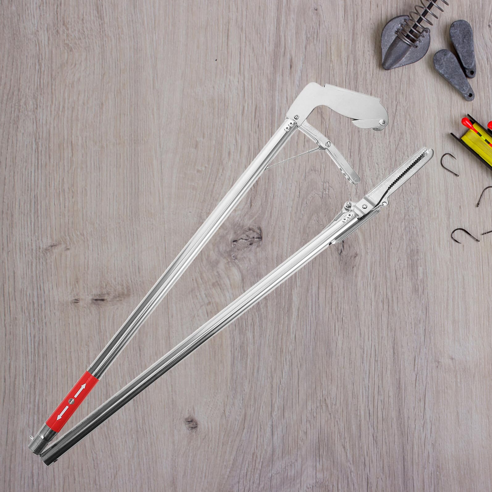 Pinza para Serpientes de Acero Inoxidable de 120 CM Boca Recta y Plegable Herramienta Resistente para Captura de Reptiles Cangrejos y Uso Exteriores y Pesca