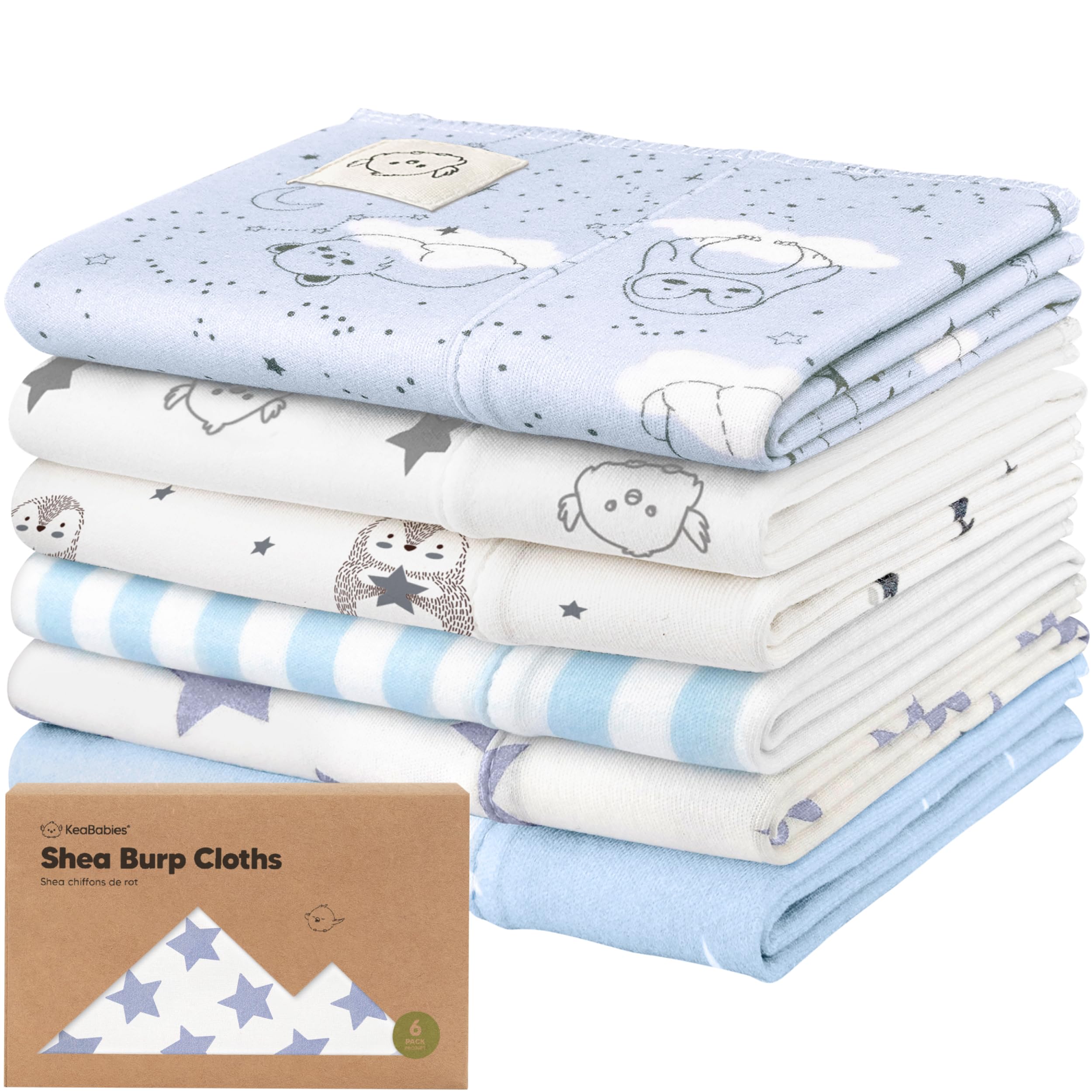 Organic Burp Cloths Baby Boy, Girl - 6-Pack Large 100% Cotton Burping Cloths for Babies, Spit Up Rags, Super Absorbent, Ultra Soft Newborn Rag,Gender