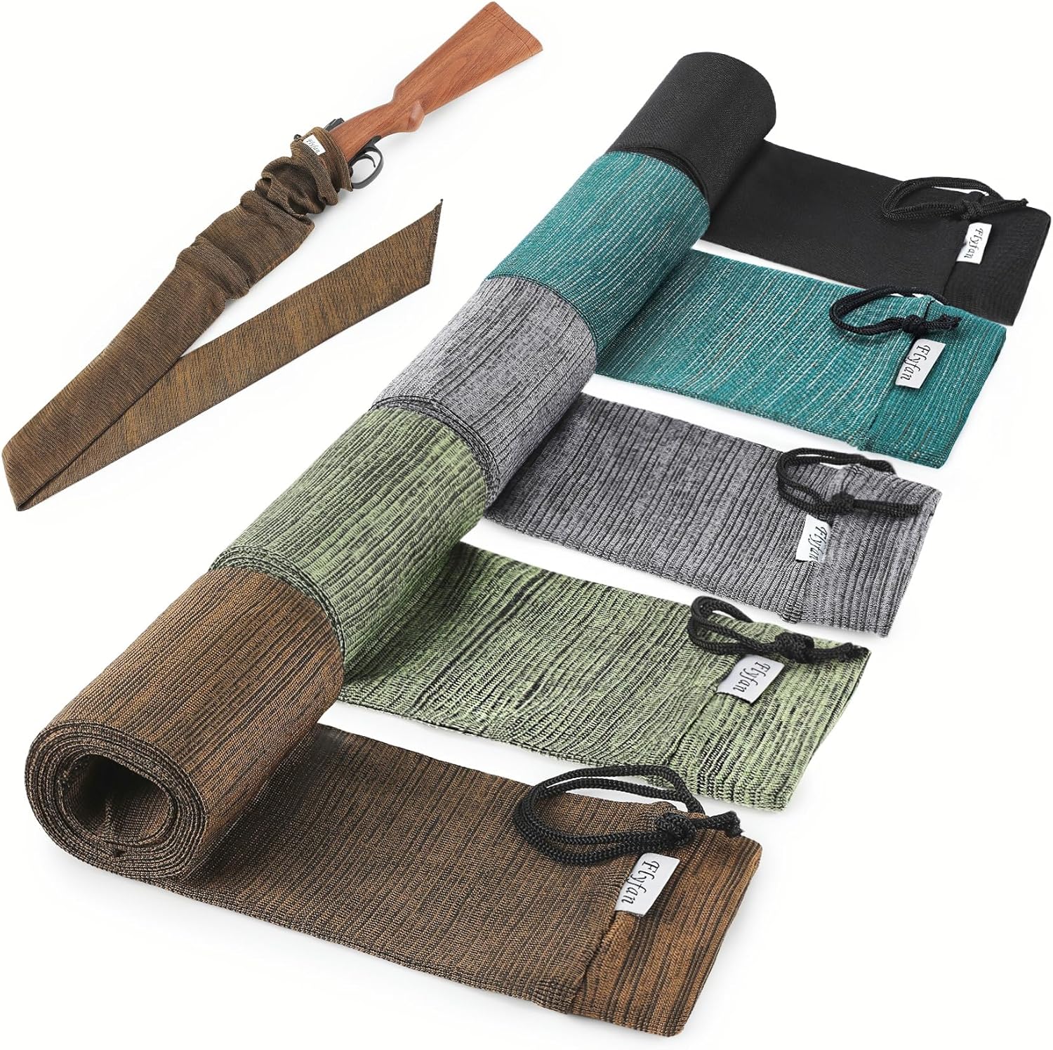 Multiple Gun Sock Silicone-Treated Knit Gun Socks for Rifles and Shotguns, 52 x 4.5 Inches Elastic Design Hunting and Shooting Holder Socks for Rifles with Scopes, Perfect for Gun Enthusiast Gift