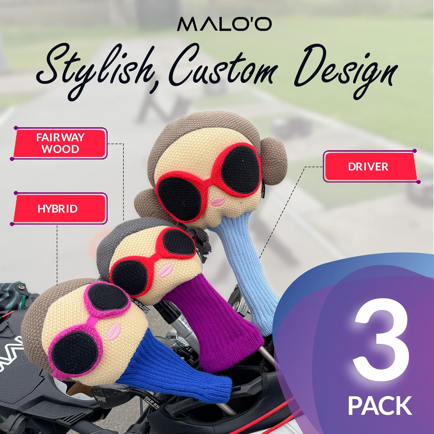 Sophie’s Stylish Golf Headcovers for Women, Premium Protective Covers for Drivers, Fairway Woods & Hybrids, Feminine Designs with Secure Fit