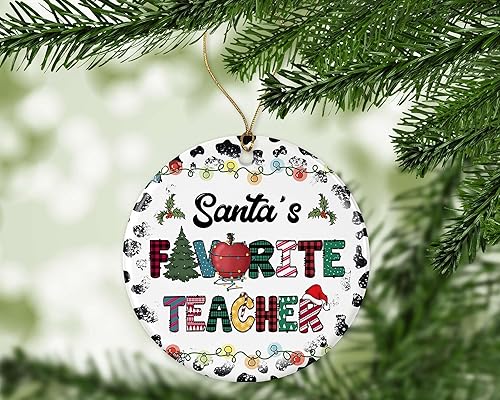 Miniatura 2 de Adorno de profesor favorito de Papá Noel – Adorno de Navidad – Adorno de Navidad – Recuerdo – Adorno de cerámica – Idea de regalo – Árbol de Navidad