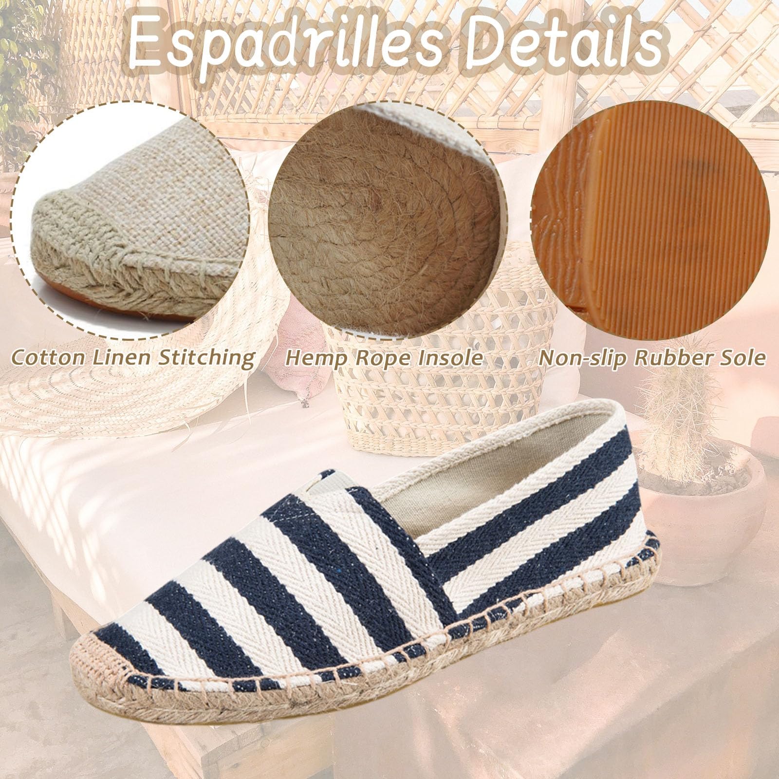 Morbuy Espadrilles Plates Homme Femme 35-45, Espadrilles été Confortable Slip on Chaussure en Toile Slip-ins Légère et Coutures Apparentes Classiques Semelle Antidérapante