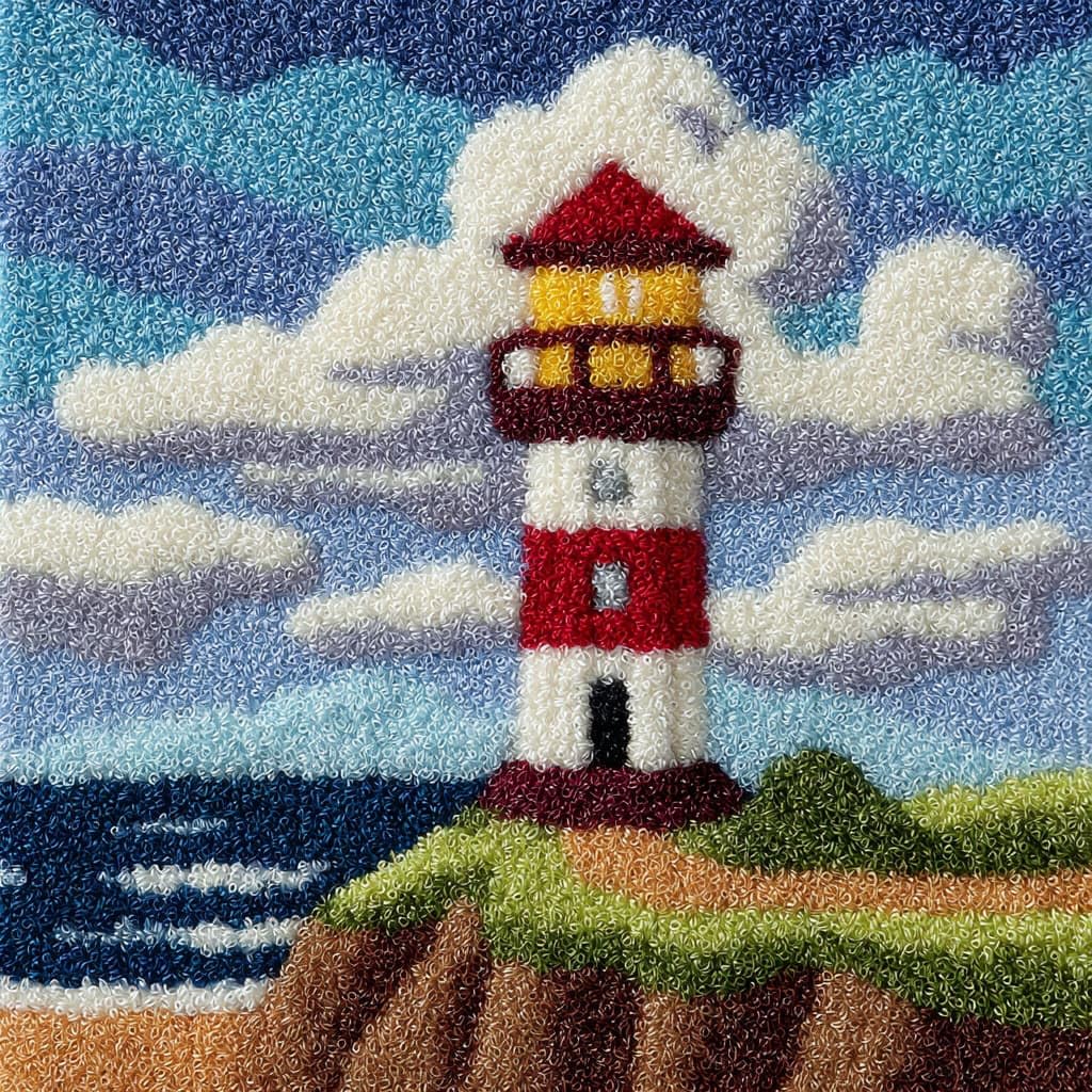 Henypt DIY Latch Hook Pillow Kit, Lighthouse