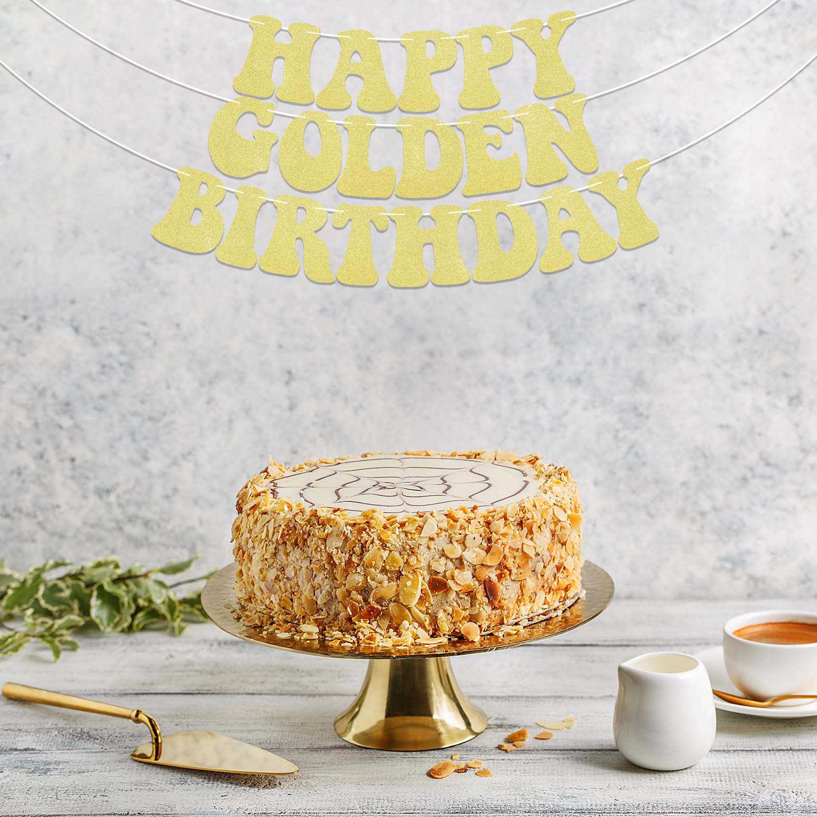 Happy Golden Birthday Banner - Gold Glitter Party Decor For 21st, 30th, 40th, 50th Champagne Birthday - View #9