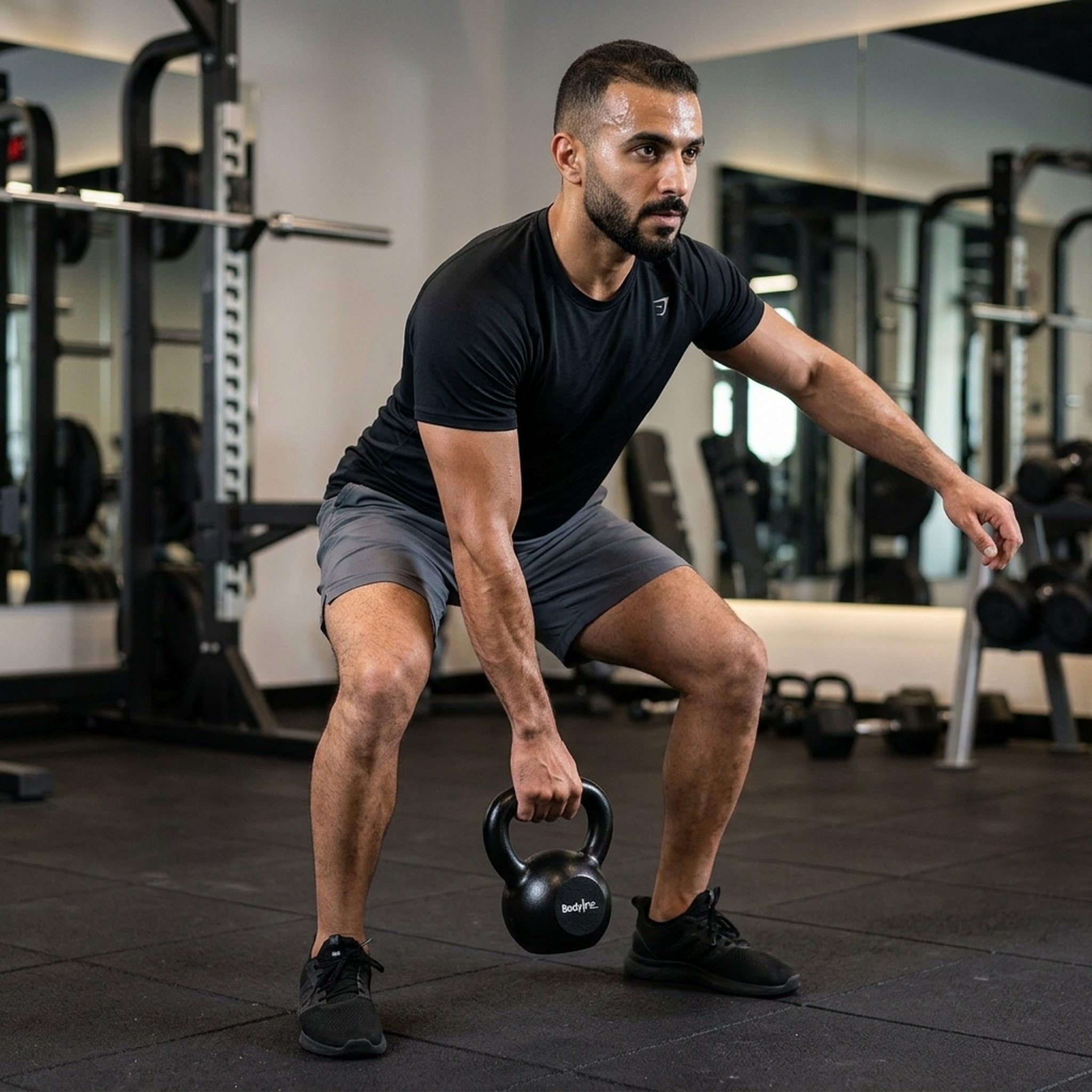 Bodyline Kettlebell żeliwne ciężarki 8 kg - profesjonalna rosyjska kierownica do treningu funkcjonalnego, siłowni i fitnessu do domu z ergonomicznym uchwytem