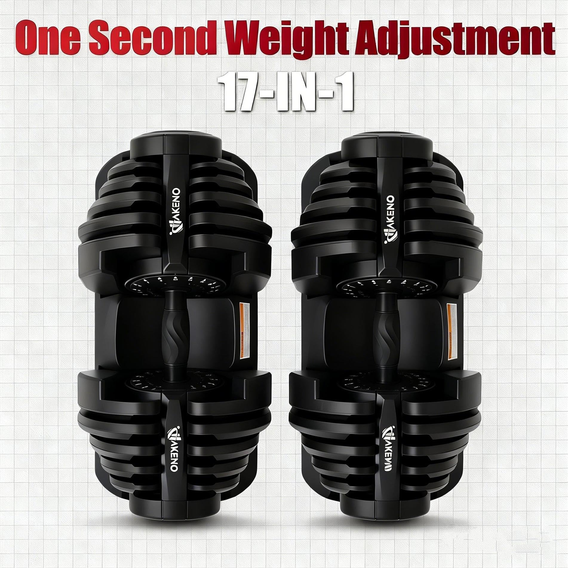 HAKENO Manubrio regolabile singolo, perfetto per bodybuilding, fitness, sollevamento pesi, allenamento casa, palestra, meccanismo di bloccaggio facile e sicuro