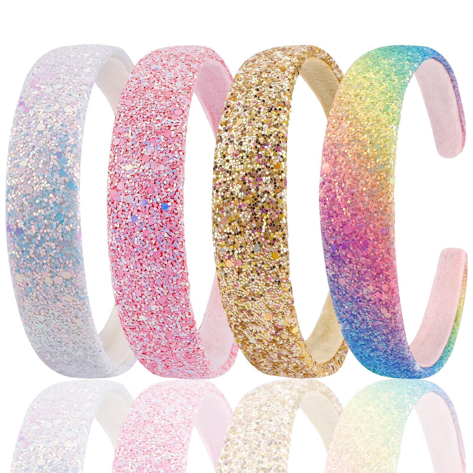 4 Stks Hoofdbanden Voor Meisjes Vrouwen Glitter Regenboog Hoofdband