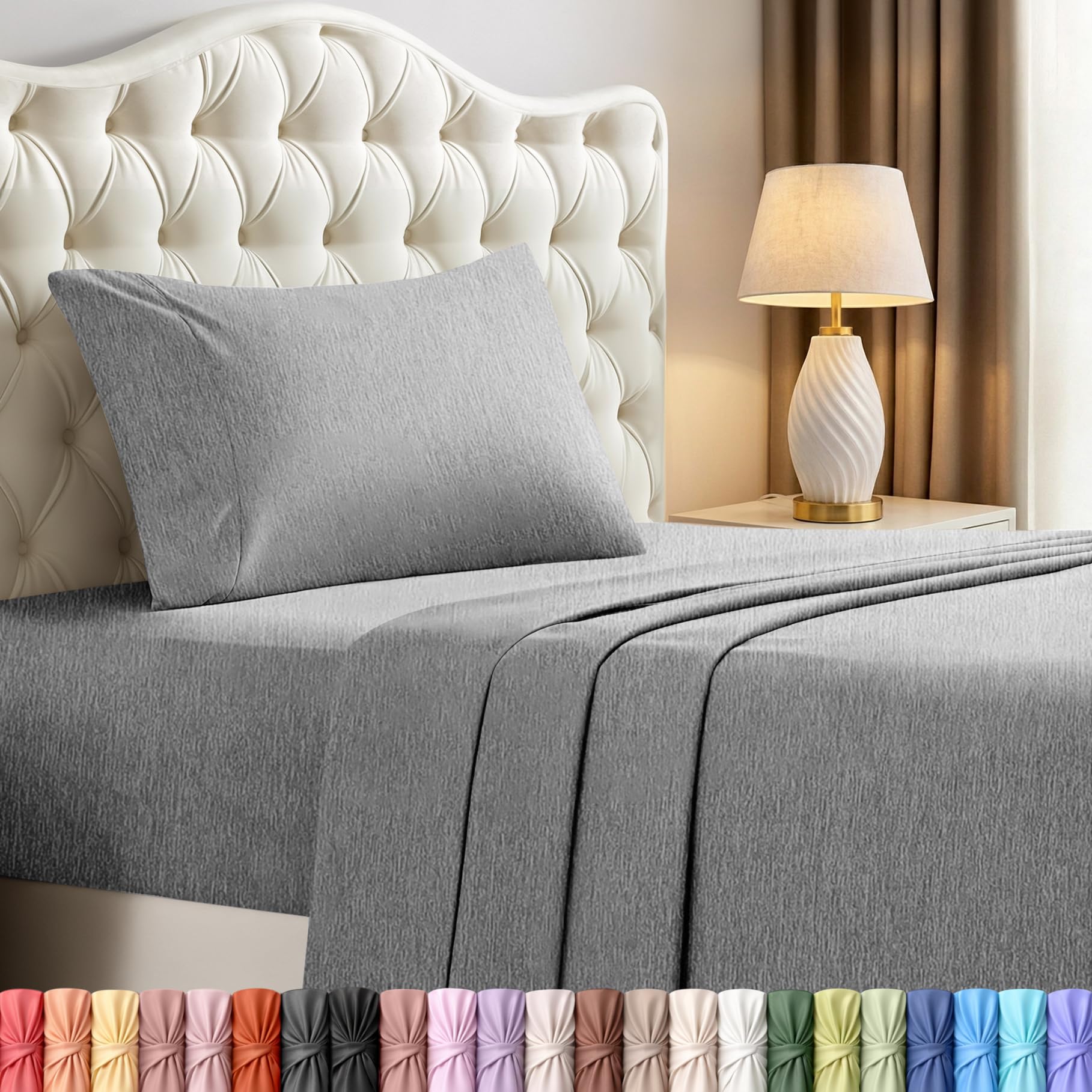 Utopia Bedding Twin Sheet Set โ 3 Piece Bed Sheets for Cal King Size Bed, Soft and Breathable Microfiber, Includes 1 Fitted Sheet, 1 Flat Sheet and 2 Pillowcases (Heather Grey) โ image 1