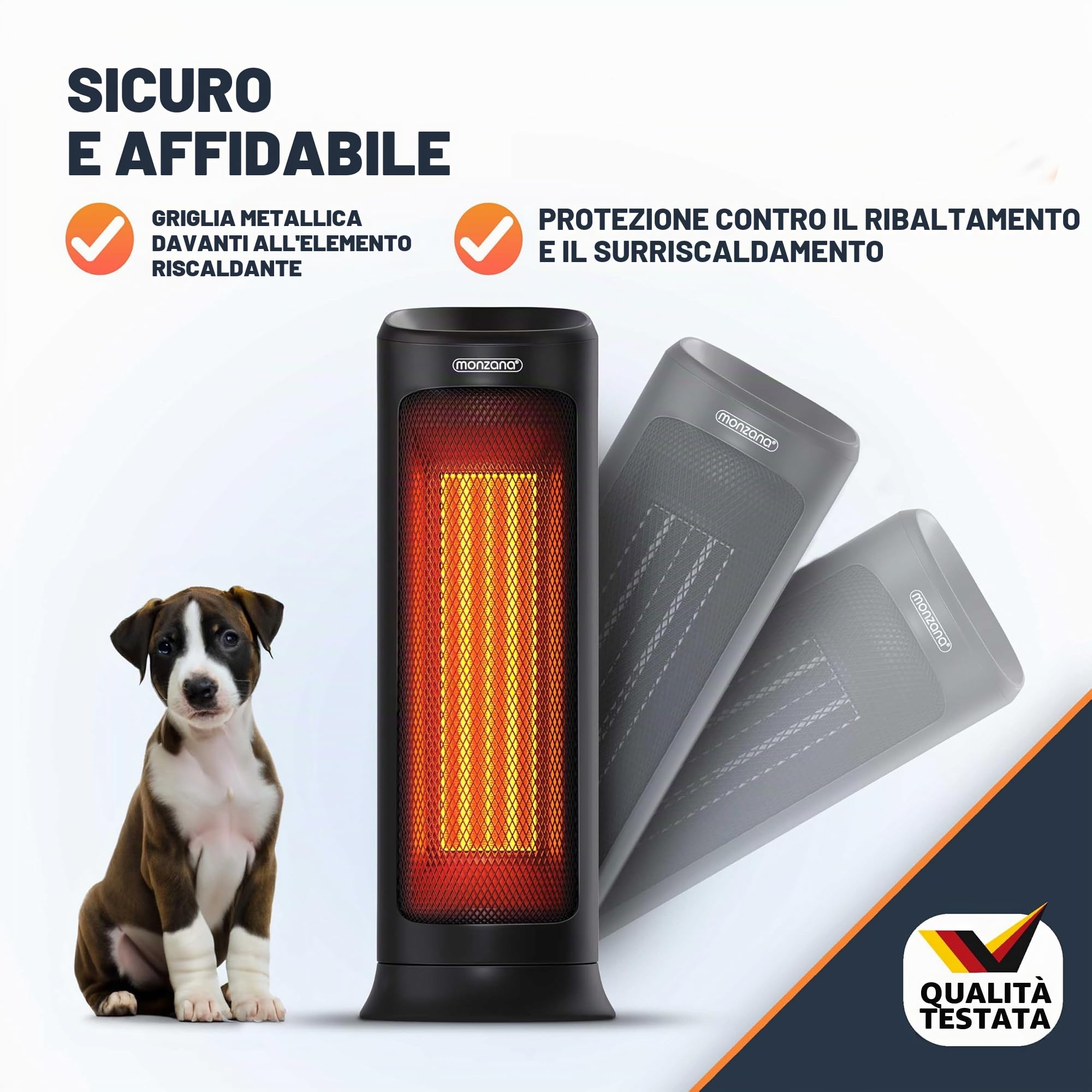 Monzana Stufa 2000W 15-40° Timer Telecomando Oscillazione 120° Timer Termoventilatore Risparmio Energetico Ceramico Nero