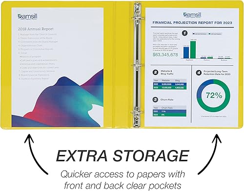 Vista 295 de Samsill Carpeta duradera de 1.5 pulgadas, fabricada en los Estados Unidos, carpeta de anillos en D, carpeta transparente personalizable, surtido