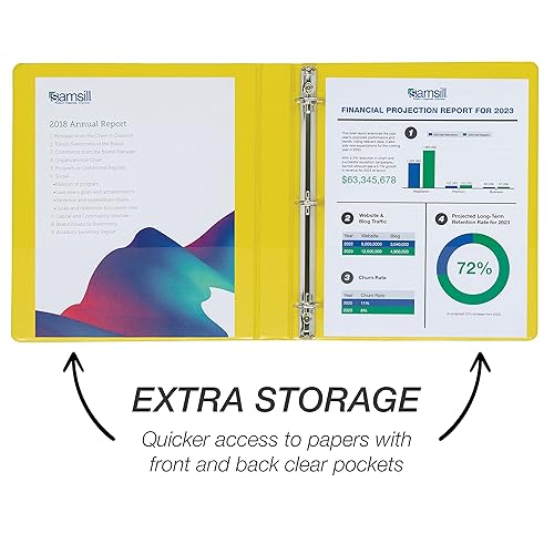 Vista 292 de Samsill Carpeta duradera de 1.5 pulgadas, fabricada en los Estados Unidos, carpeta de anillos en D, carpeta transparente personalizable, color Negro