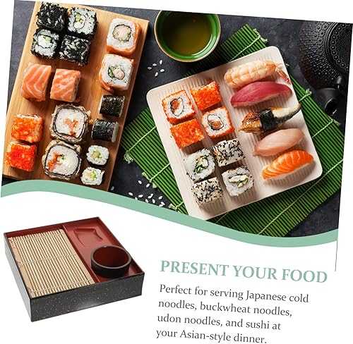 Miniatura 5 de Plato de fideos japoneses de Soba Bandeja de servir de fideos fríos, alfombrilla de sushi, plato de bambú reutilizable