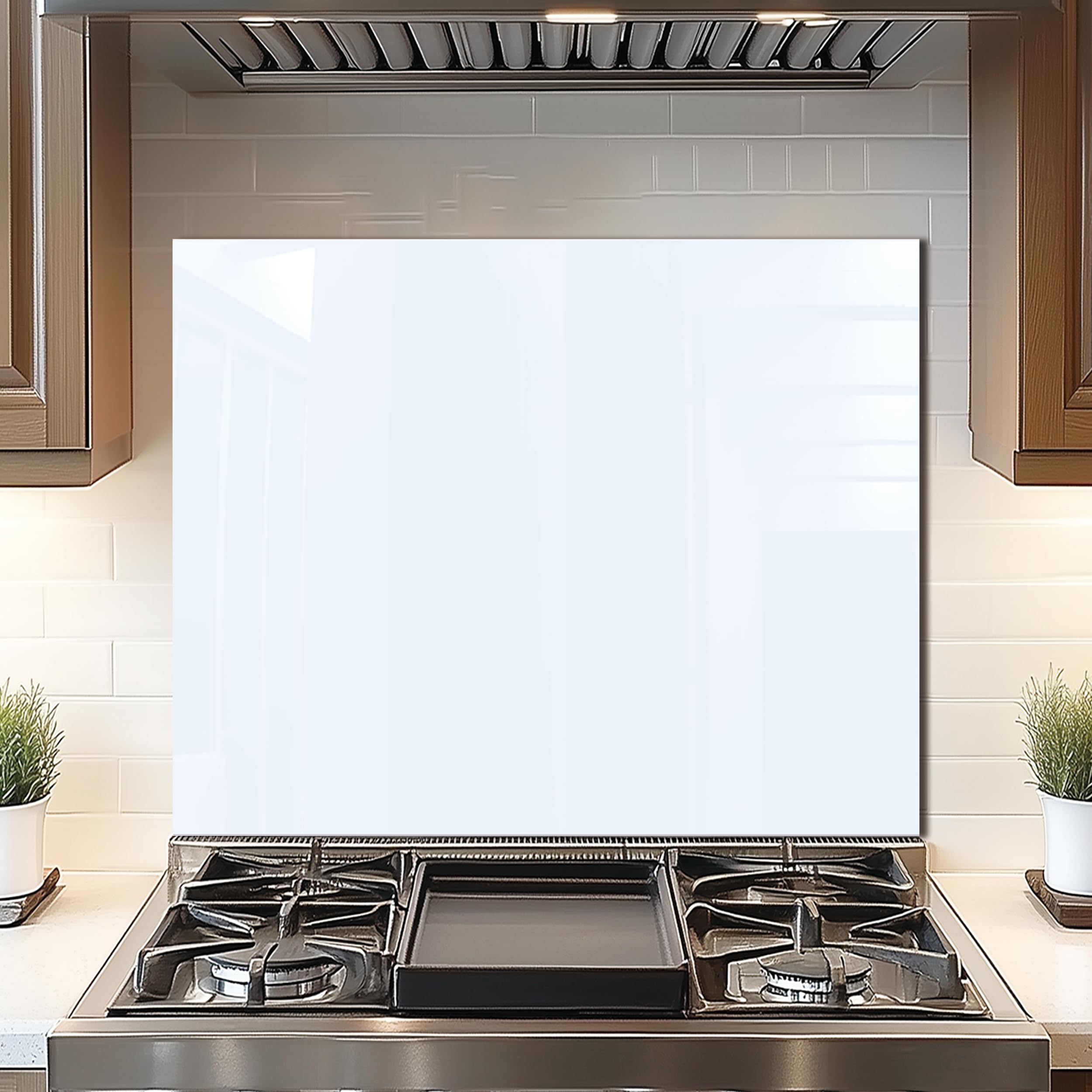 DAIFURONGE Tempered Glass Backsplash For Kitchen Behind Stove,White Stove Backsplash Top Cover,Easy to Clean Glass Splashback, Sink Cover Splash Guard,Home Kitchen Wall Decor