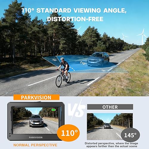 Miniatura 9 de PARKVISION Cámara de visión trasera de bicicleta con parasol, monitor HD 1080P de 4.3 pulgadas con atenuación automática, batería recargable de 8000
