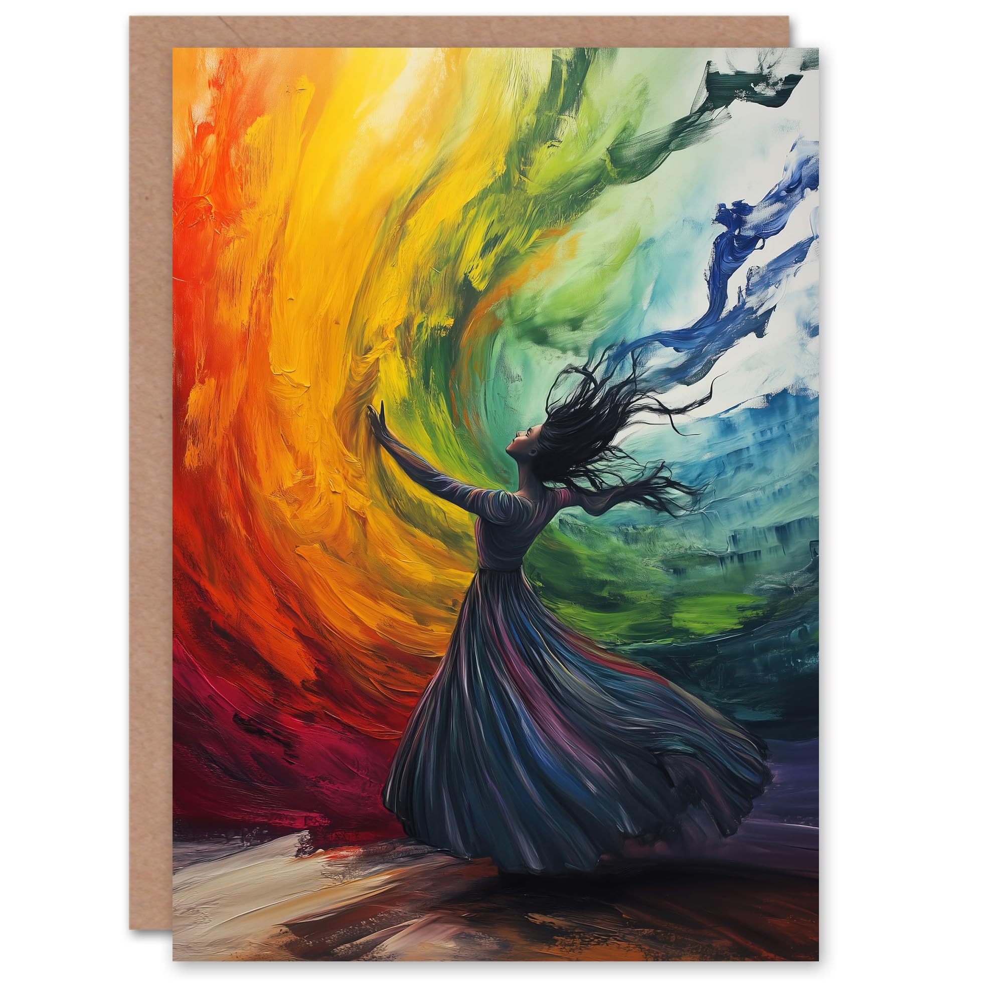 Rainbow Rhapsody Dance Colourful Conceptual Art Birthday Greeting Card