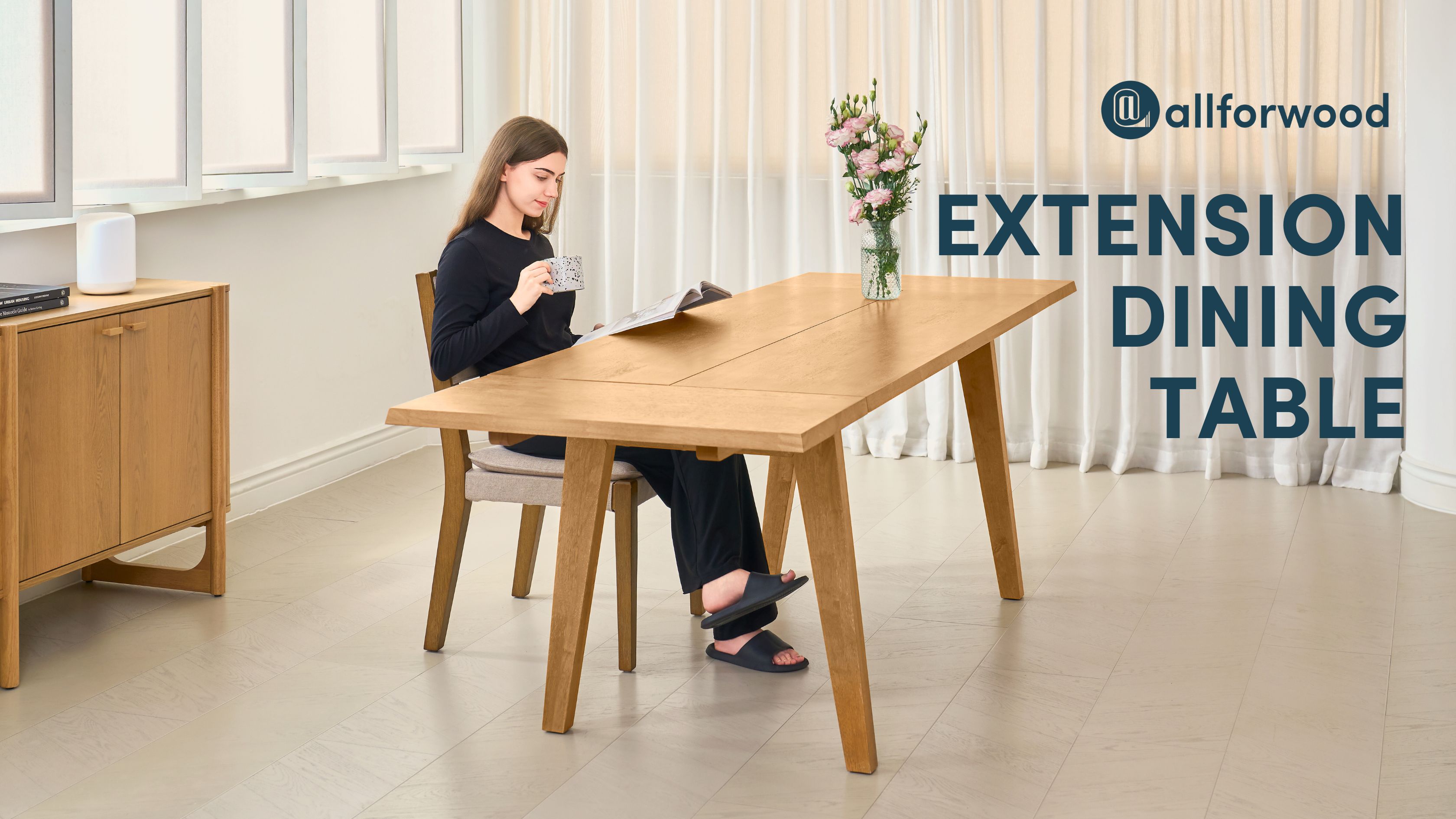 Amazon.com - AllForWood Hevea Premium Solid Wood Extension Dining