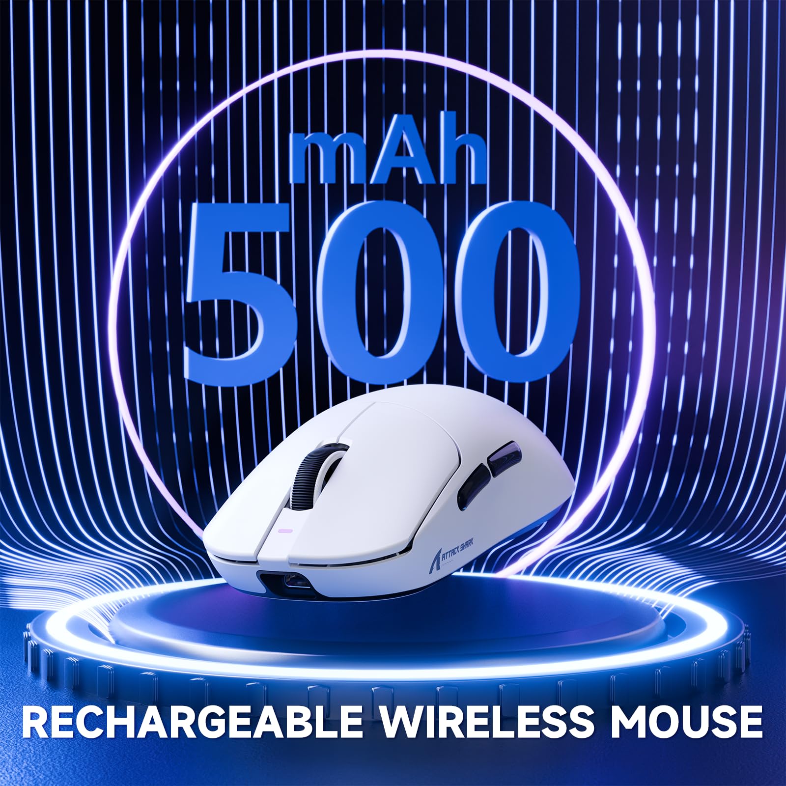 ATTACK SHARK X8PRO Mouse da gioco wireless ultraleggero 55g con cavo a spirale per mani medie/grandi, frequenza di polling 8K, 2.4G/cablato/BT, 500mAH, 40000DPI, sensore ottico PAW3395 - Bianco